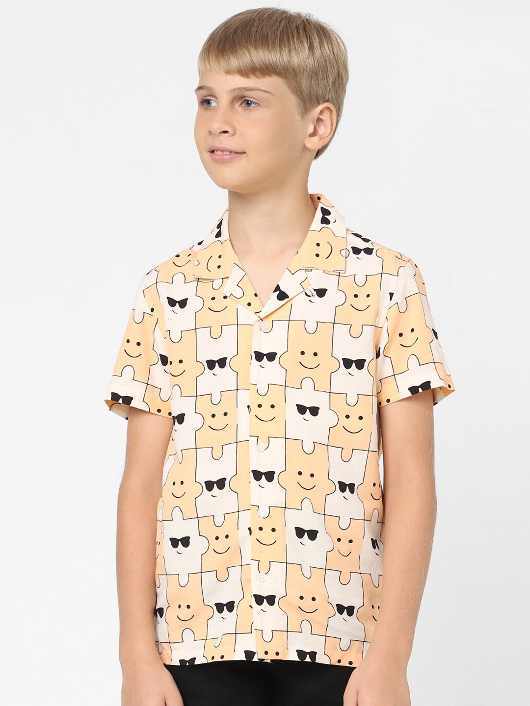 

Jack & Jones Junior Boys Conversational Printed Casual Shirt, Orange