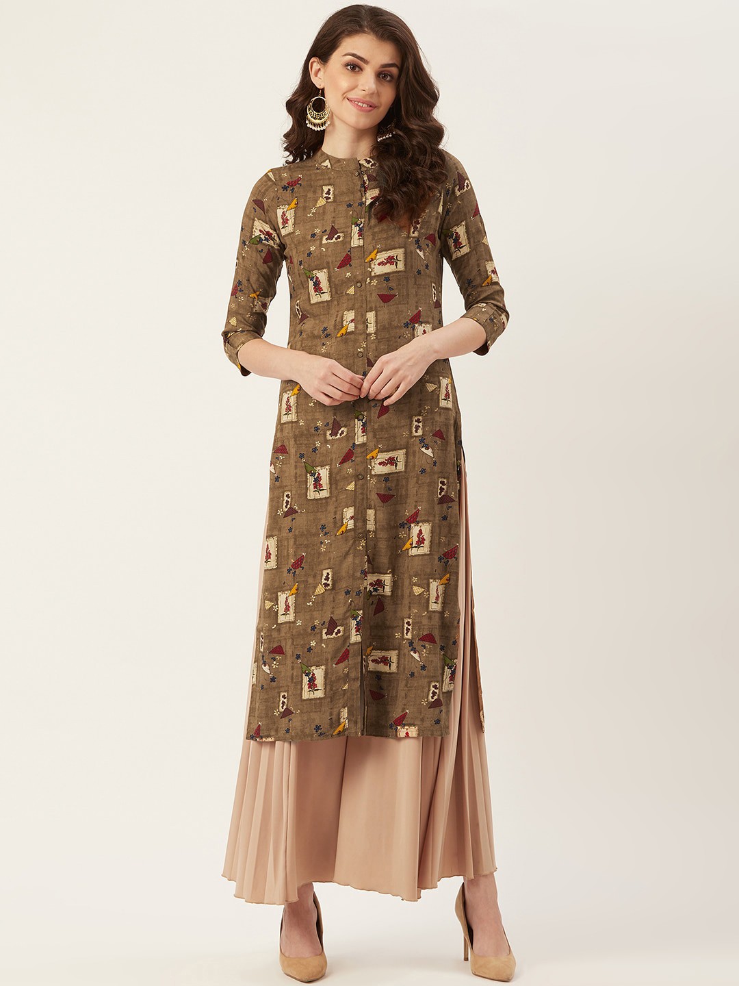 

Prakrti Floral Printed Floral Kurta, Brown