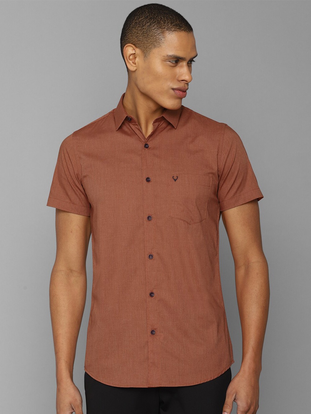 

Allen Solly Men Slim Fit Casual Cotton Shirt, Brown