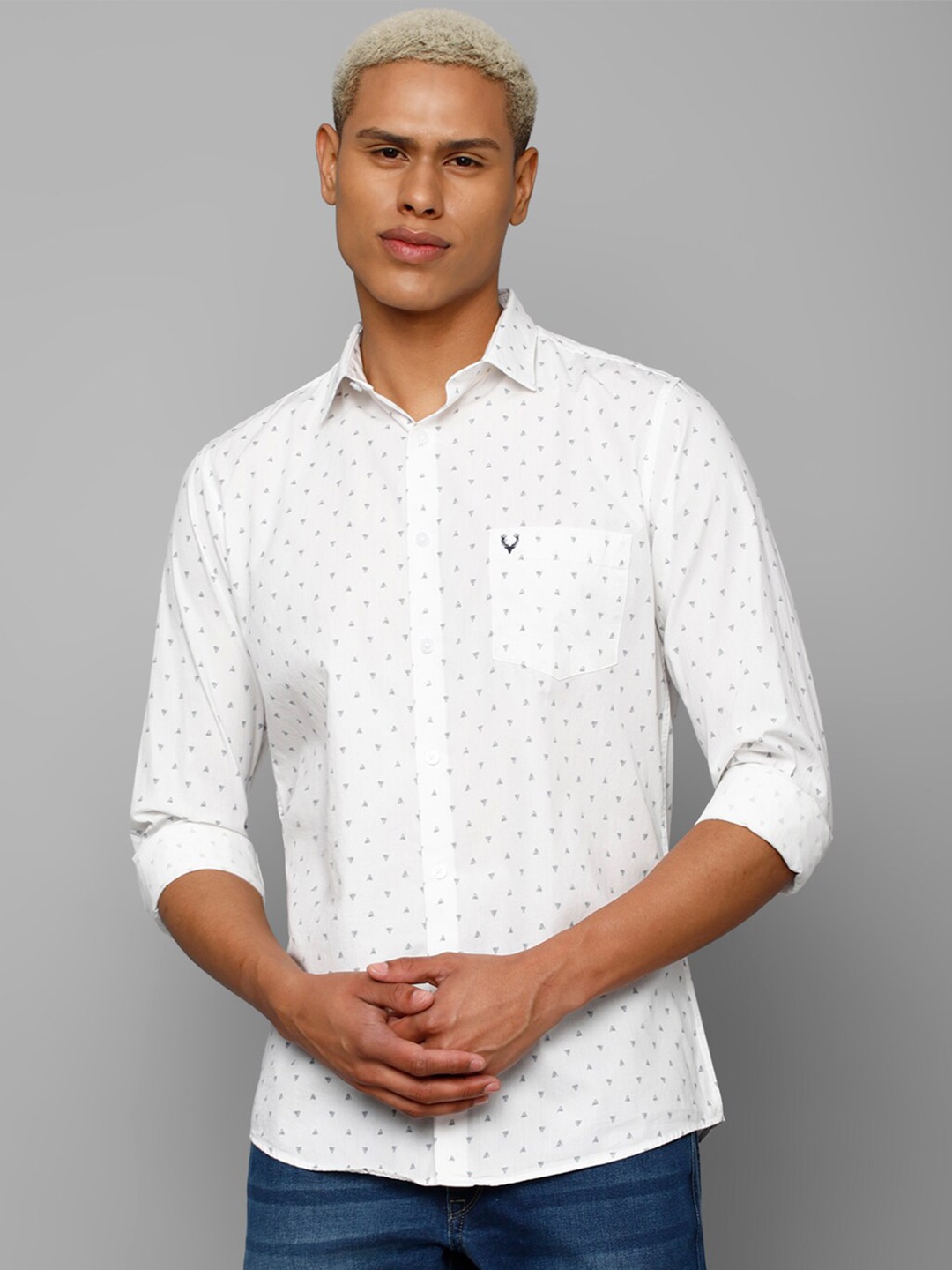 

Allen Solly Men Micro Ditsy Printed Slim Fit Casual Pure Cotton Shirt, White