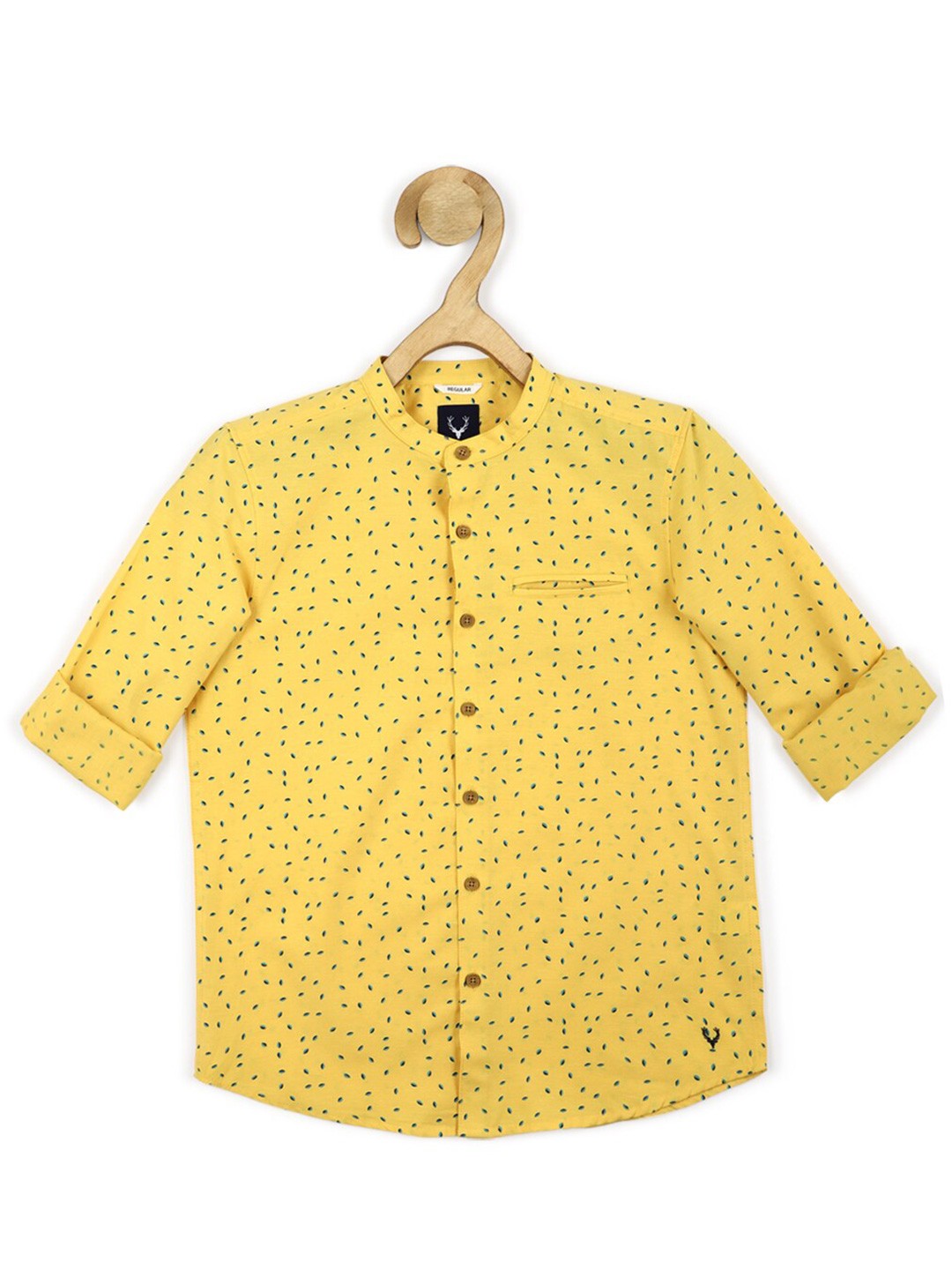 

Allen Solly Junior Boys Slim Fit Printed Casual Cotton Shirt, Yellow