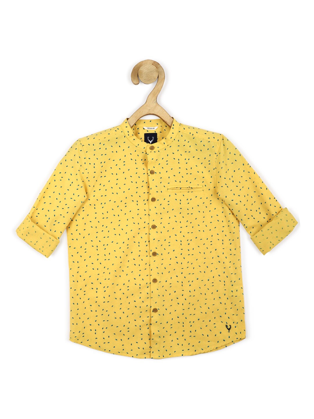 

Allen Solly Junior Boys Slim Fit Micro Ditsy Printed Casual Pure Cotton Shirt, Yellow