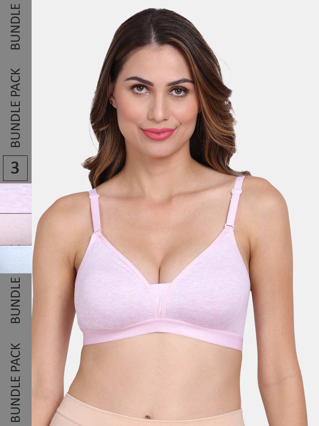 

Amour Secret Pack of 3 Non-Wired Seamless T-shirt Bra, Pink