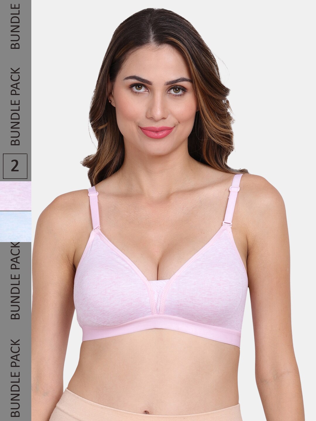 

Amour Secret Pack of 2 Non-Wired Seamless T-shirt Bra, Pink