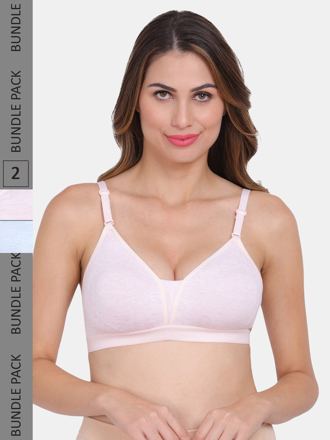 

Amour Secret Pack of 2 Non-Wired Seamless T-shirt Bra, Peach