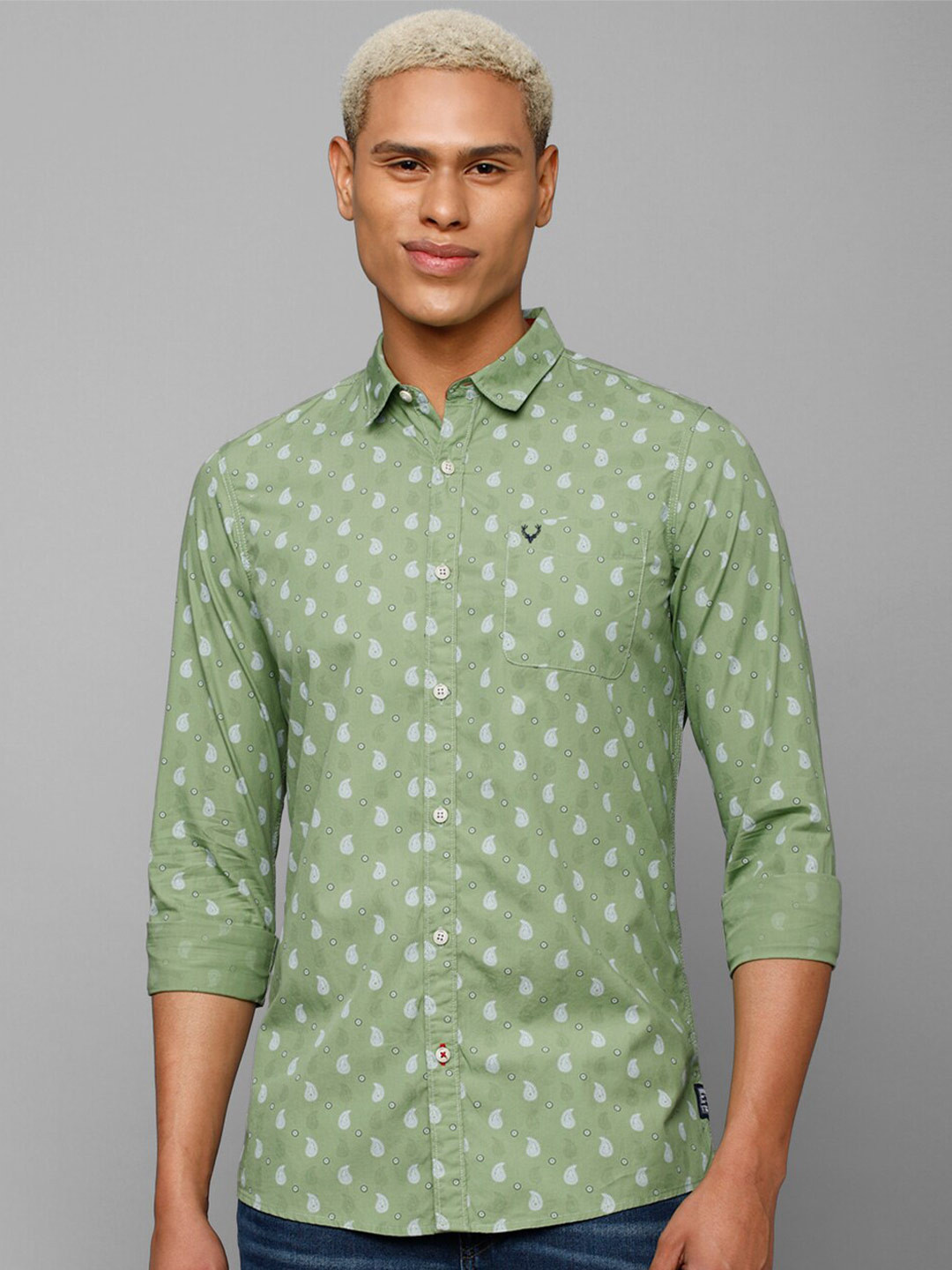 

Allen Solly Sport Men Ethnic Printed Casual Pure Cotton Shirt, Green