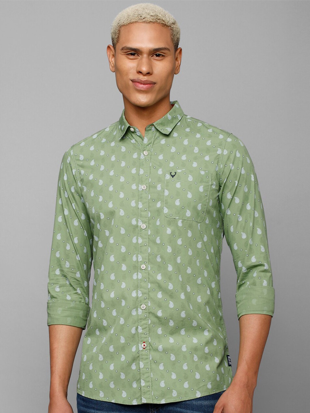 

Allen Solly Sport Men Printed Casual Cotton Shirt, Green