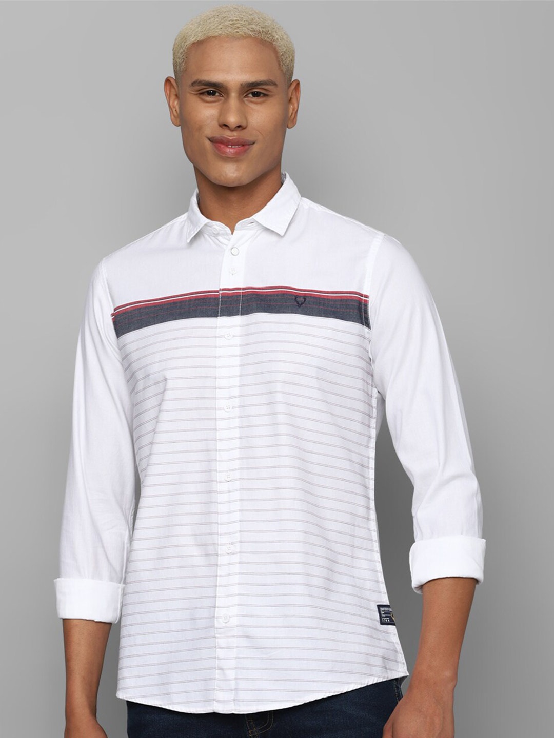 

Allen Solly Sport Men Spread Collar Horizontal Stripes Cotton Shirt, White