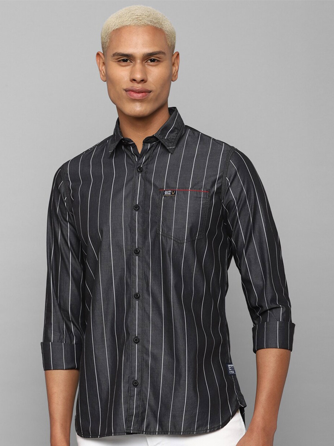 

Allen Solly Sport Men Striped Casual Pure Cotton Shirt, Grey