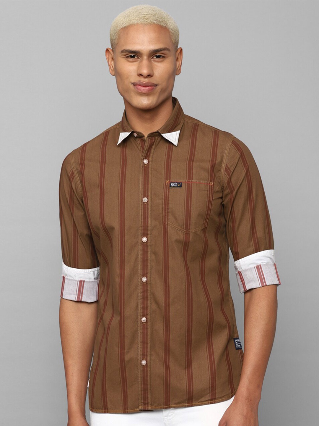 

Allen Solly Sport Men Checked Casual Cotton Shirt, Brown