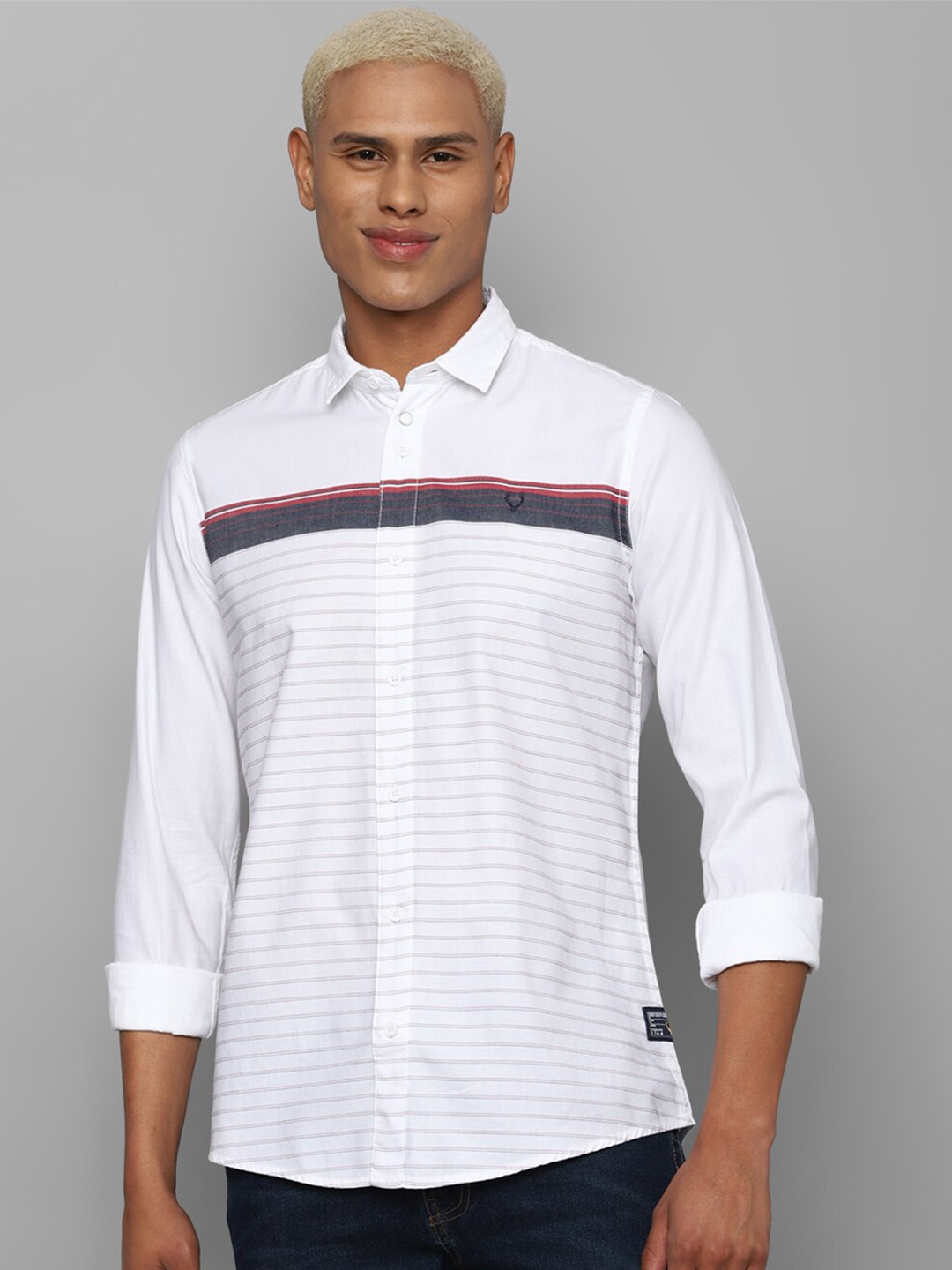 

Allen Solly Sport Men Horizontal Stripes Casual Cotton Shirt, White