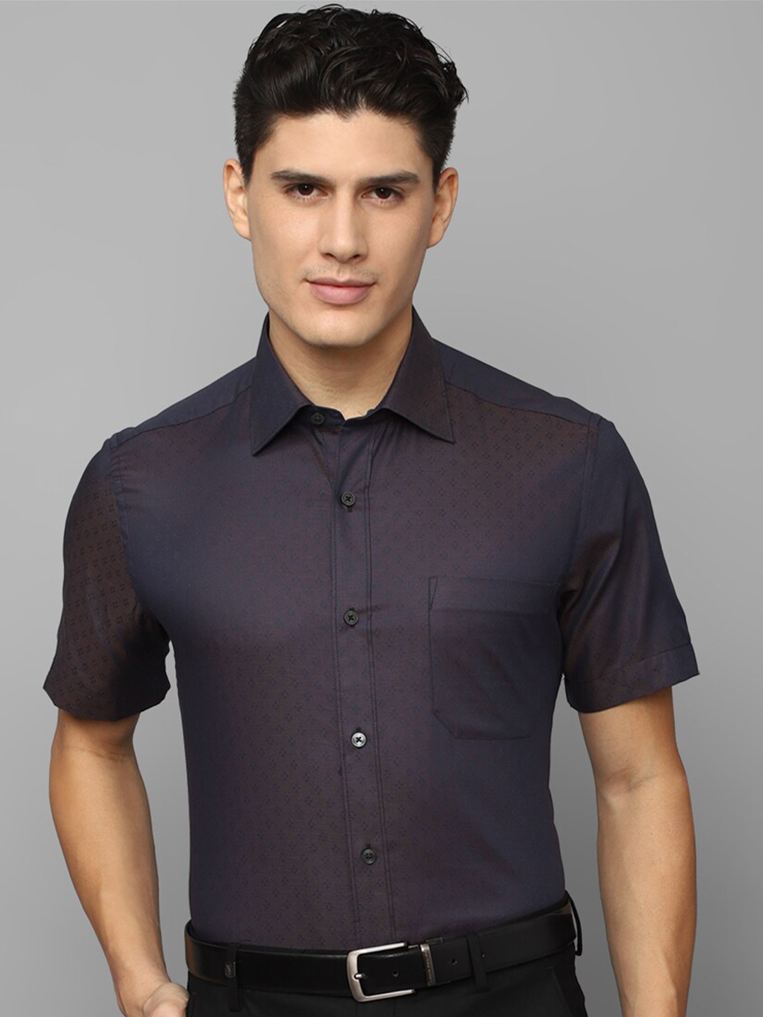 

Louis Philippe Men Printed Formal Cotton Shirt, Purple