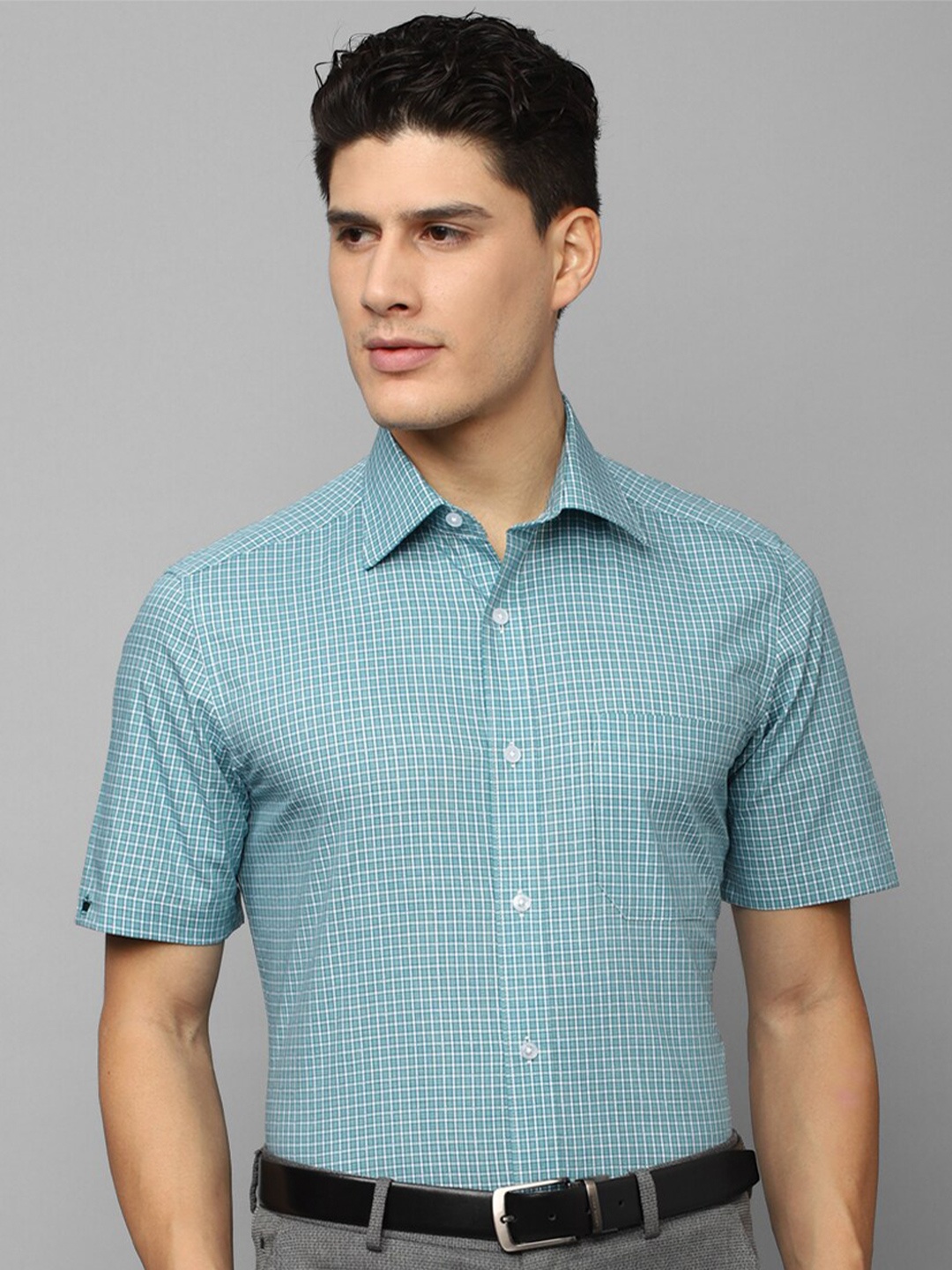 

Louis Philippe Men Checked Formal Cotton Shirt, Green