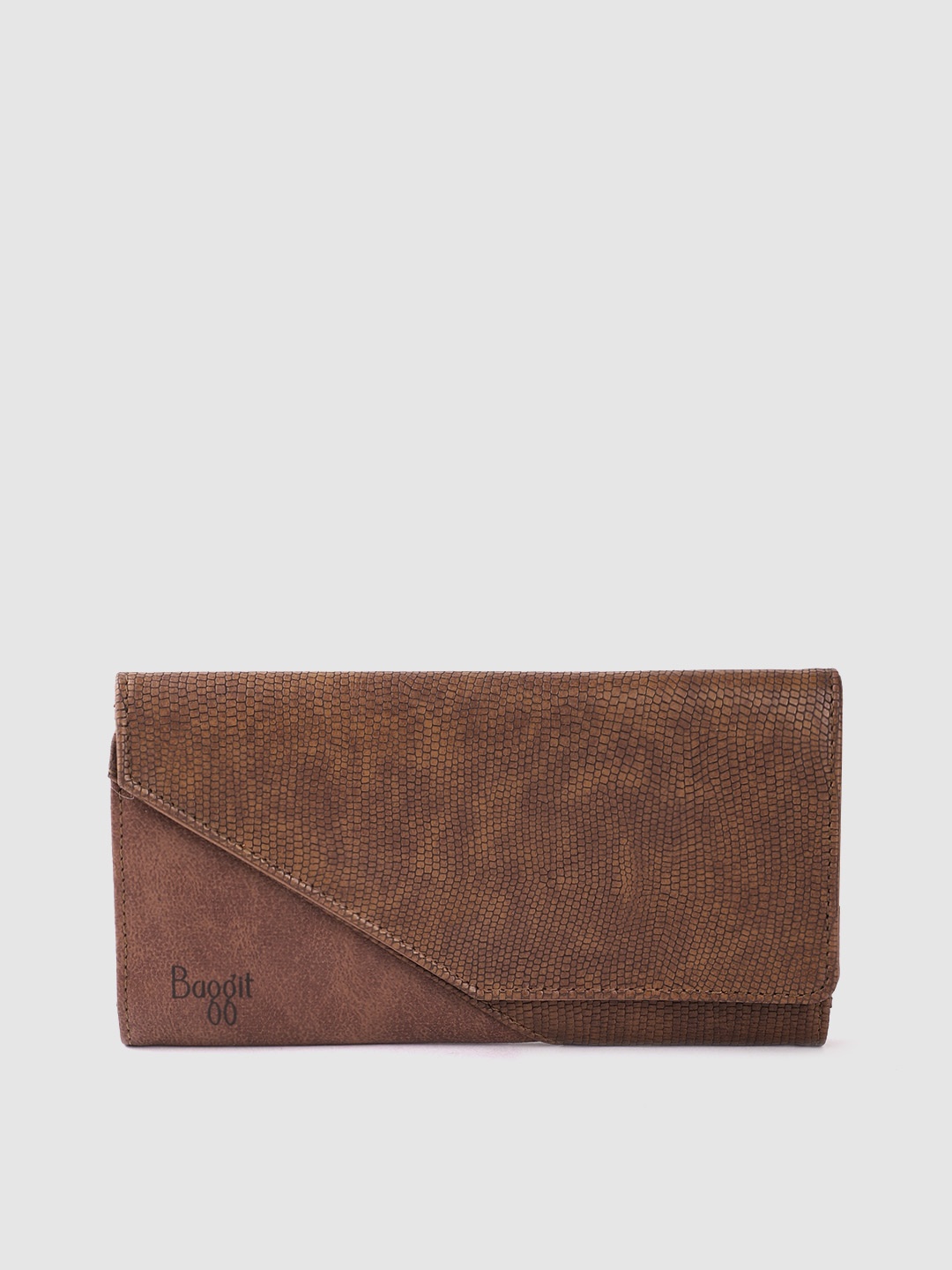 

Baggit Women Animal Textured Three Fold Wallet, Brown