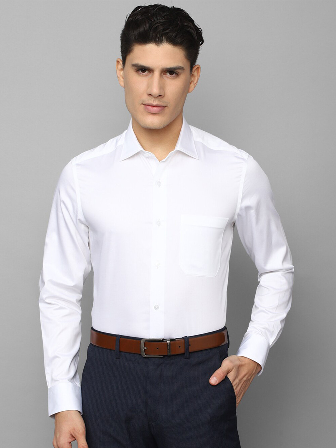 

Louis Philippe Men Spread Collar Formal Cotton Shirt, White