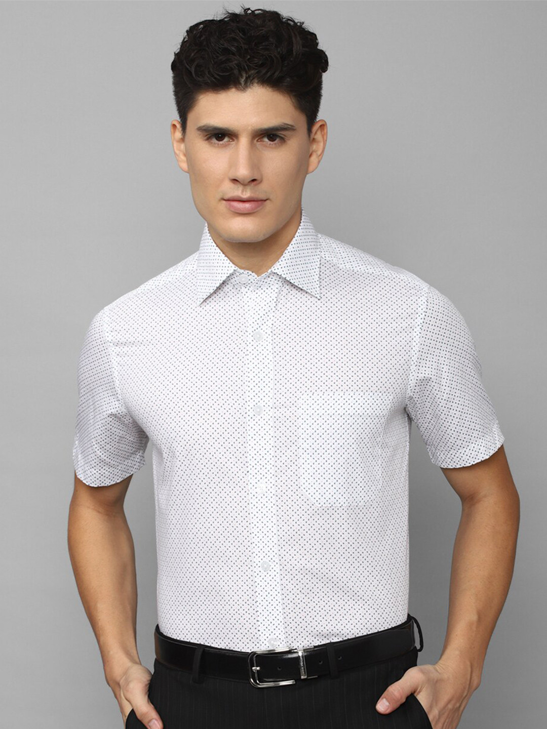 

Louis Philippe Men Micro Ditsy Printed Formal Cotton Shirt, White