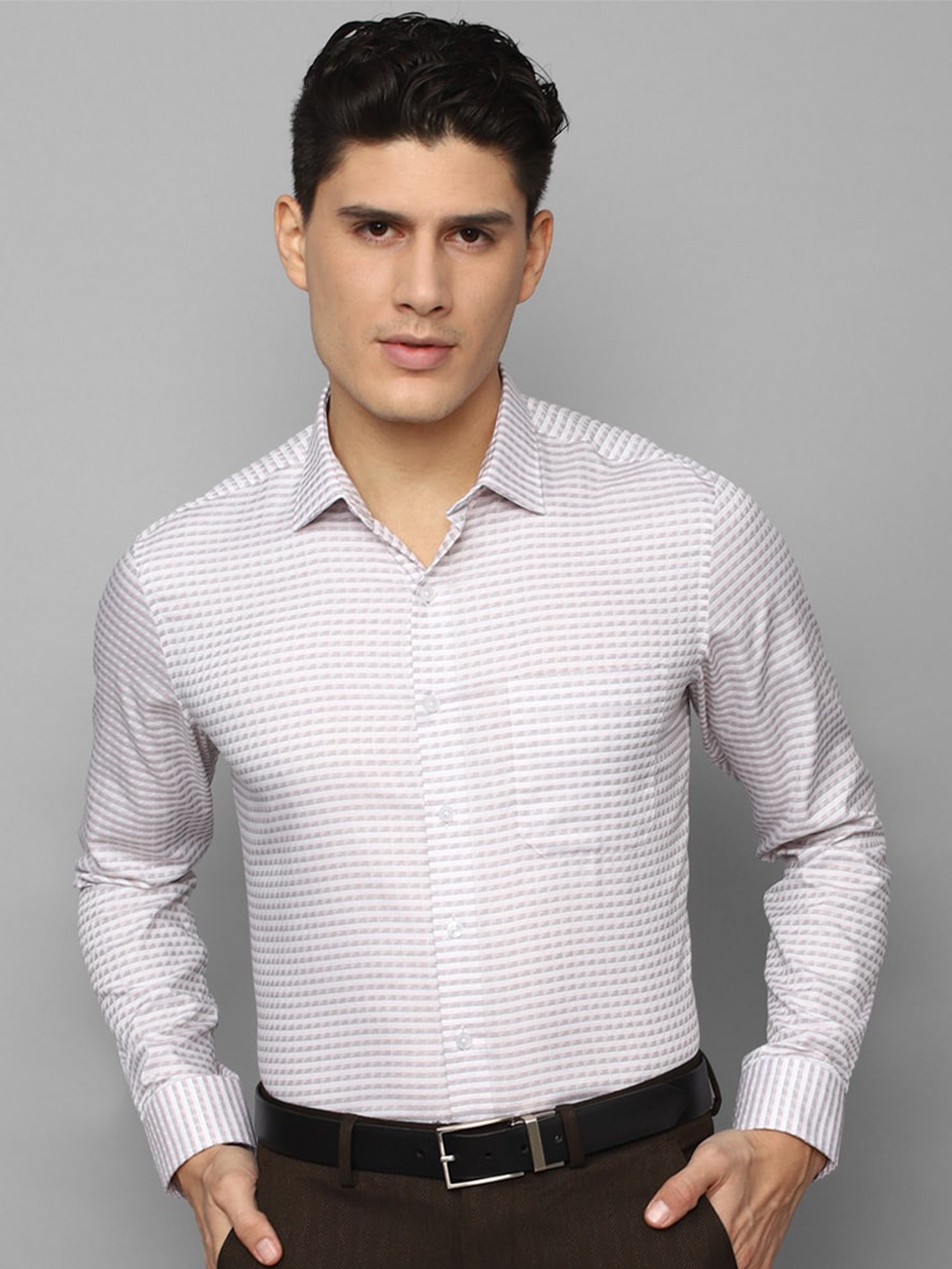 

Louis Philippe Men Checked Formal Pure Cotton Shirt, White