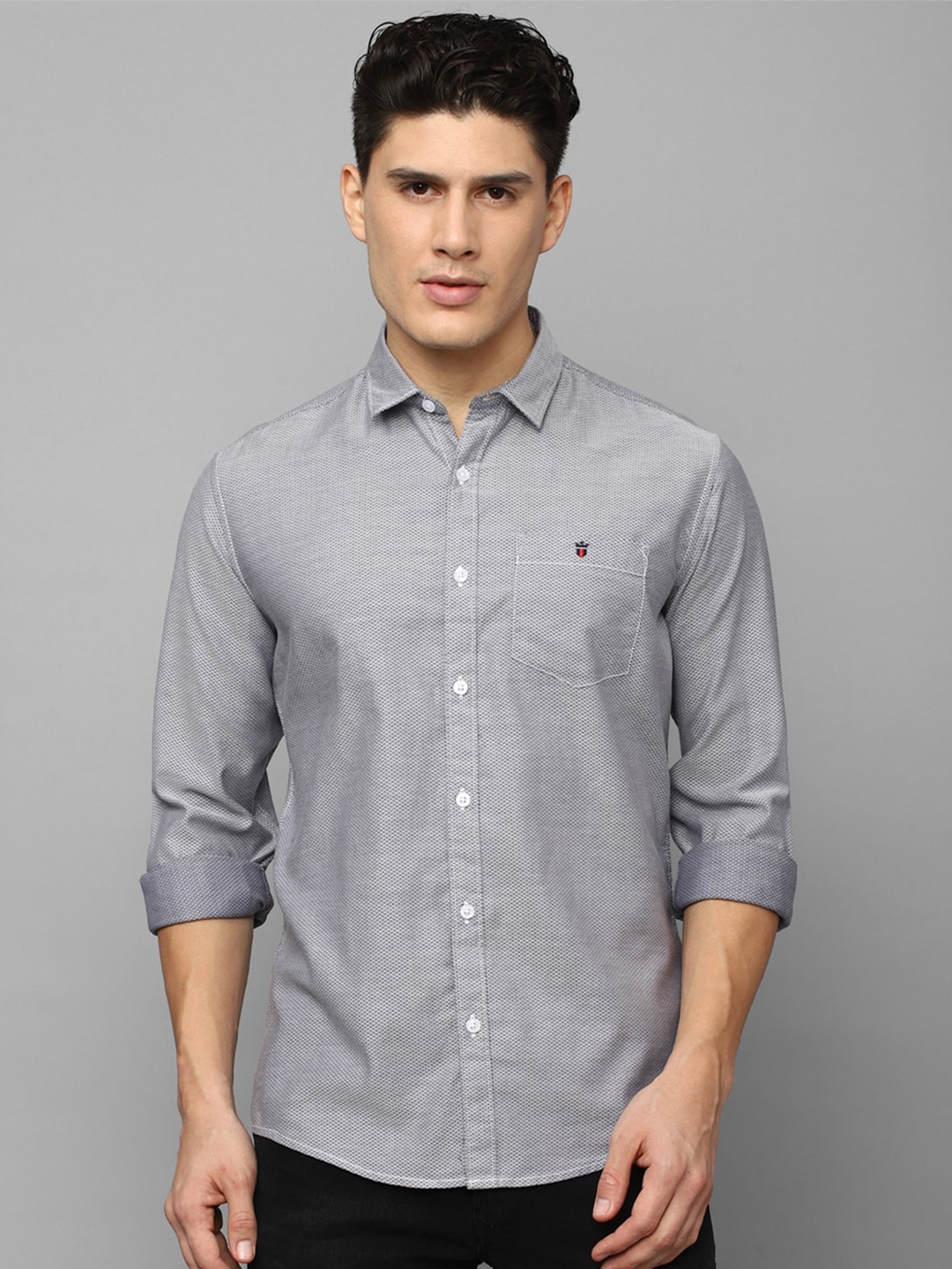 

Louis Philippe Jeans Men Slim Fit Printed Casual Cotton Shirt, Grey