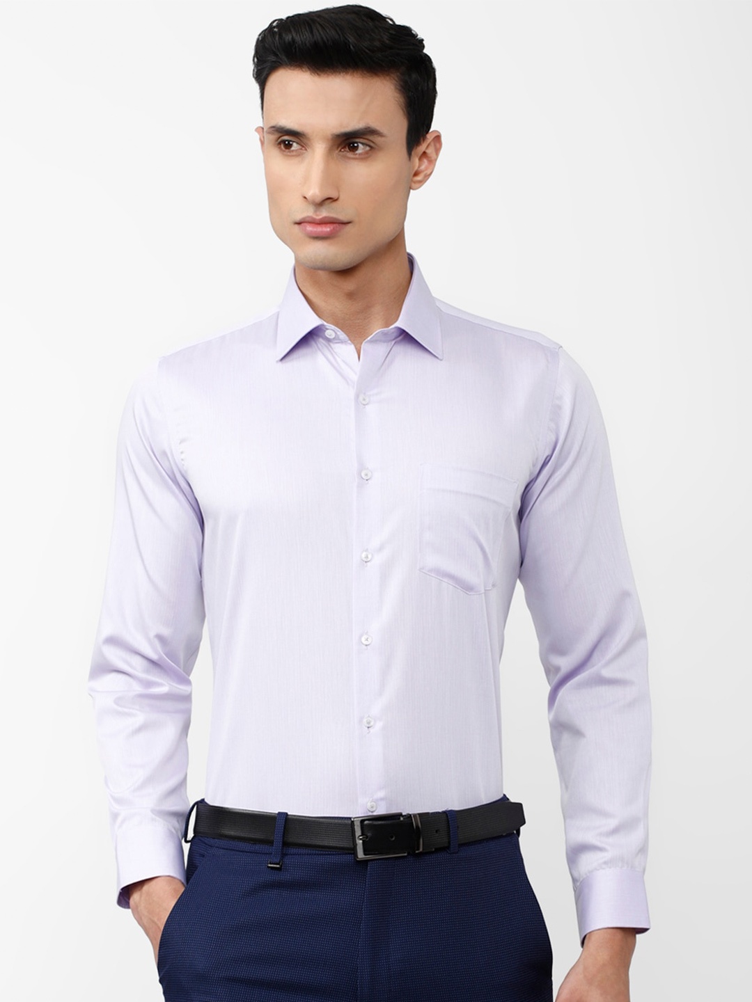 

Van Heusen Men Slim Fit Checked Formal Pure Cotton Shirt, Purple