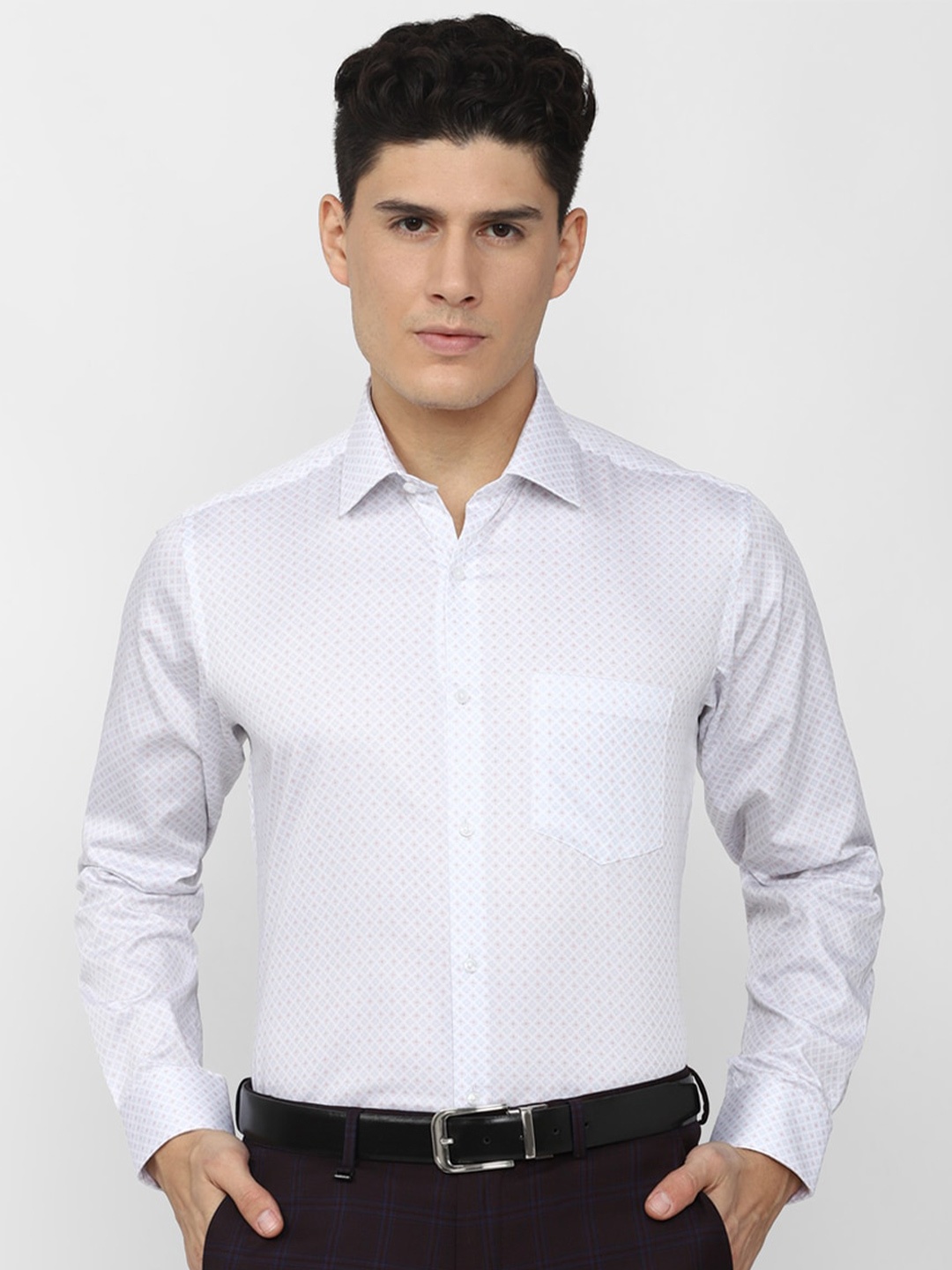 

Van Heusen Men Printed Formal Pure Cotton Shirt, White
