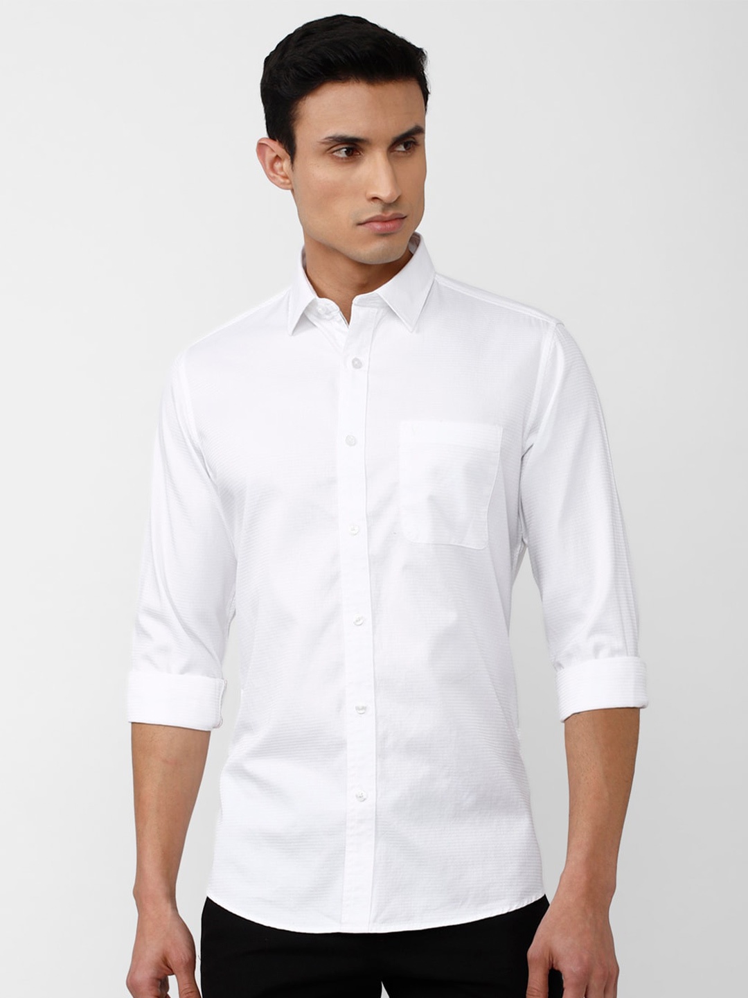 

Van Heusen Sport Men Self Design Slim Fit Casual Pure Cotton Shirt, White