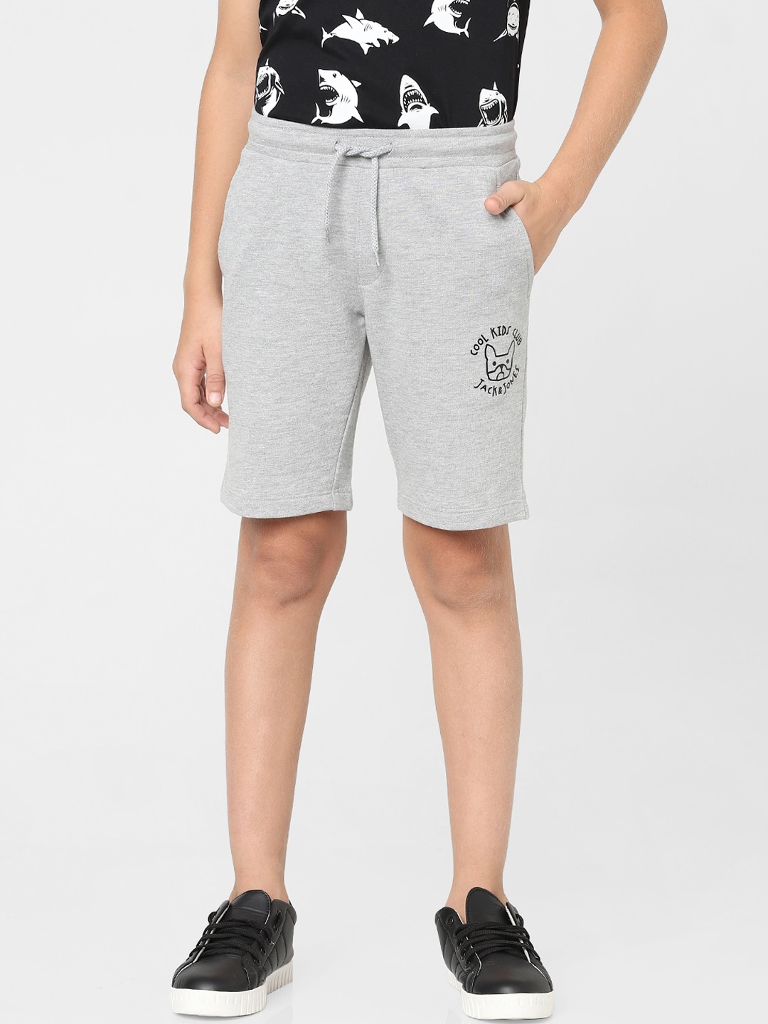Jack & Jones Junior Boys Cotton Regular Fit Sports Shorts, Grey