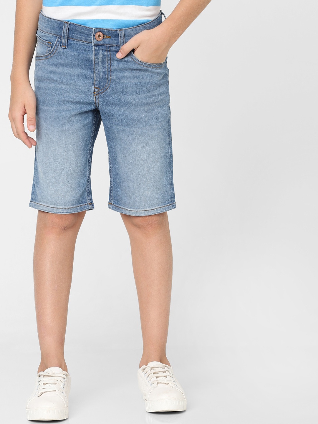 Jack & Jones Junior Boys Washed Slim Fit Denim Shorts, Blue