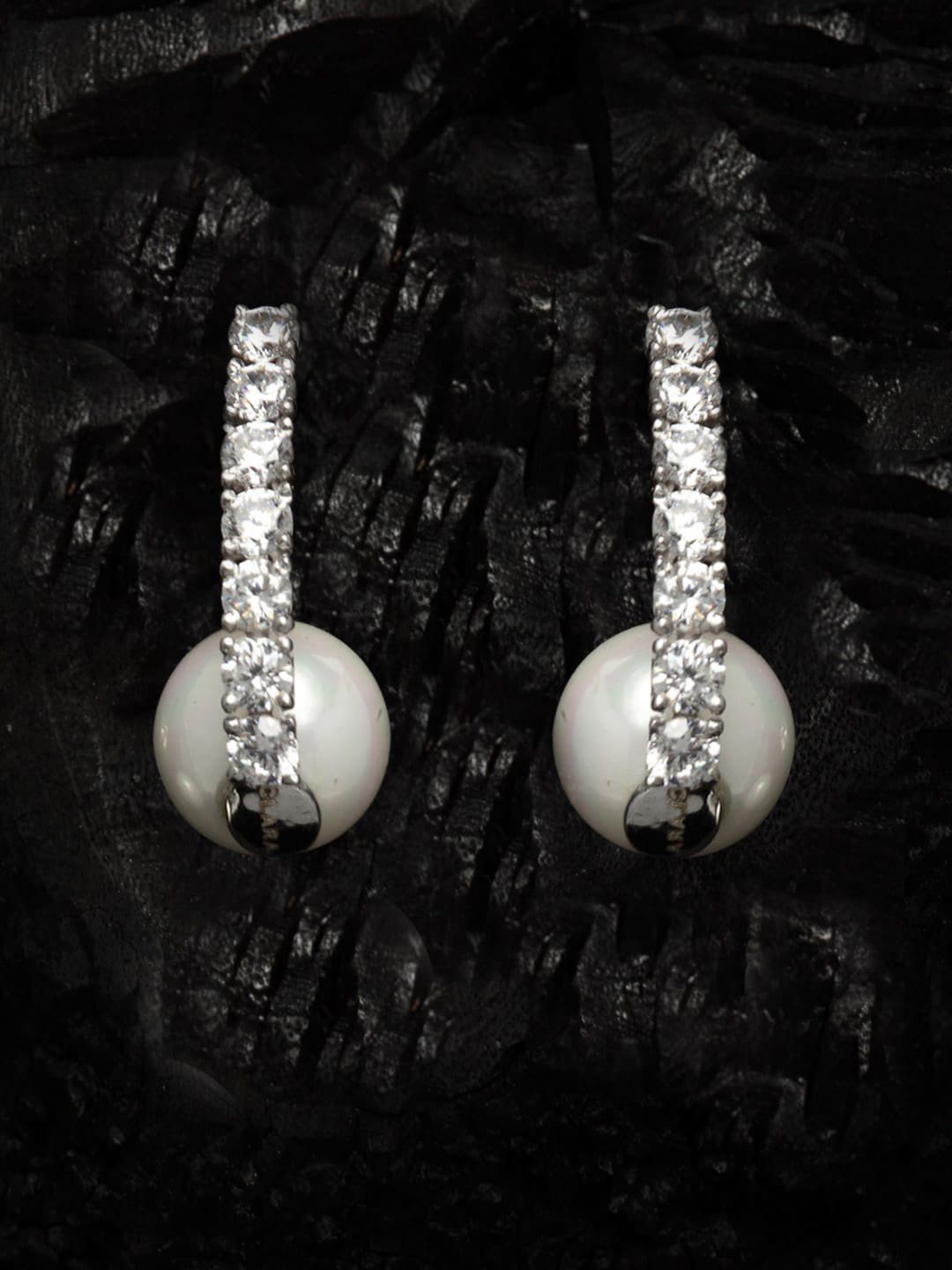 

Clara Rhodium-Plated Contemporary Drop Earrings, Silver