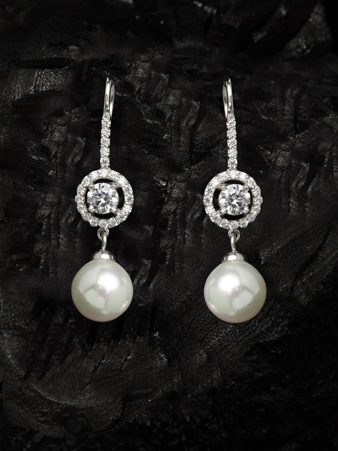 

Clara Rhodium-Plated Contemporary Drop Earrings, White