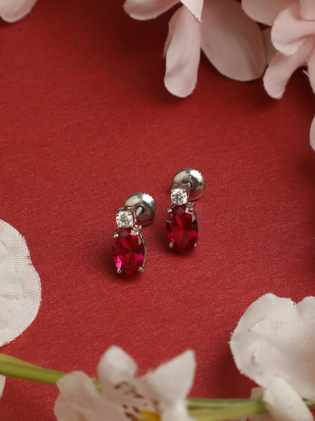

Clara Rhodium-Plated Contemporary Studs Earrings, Silver