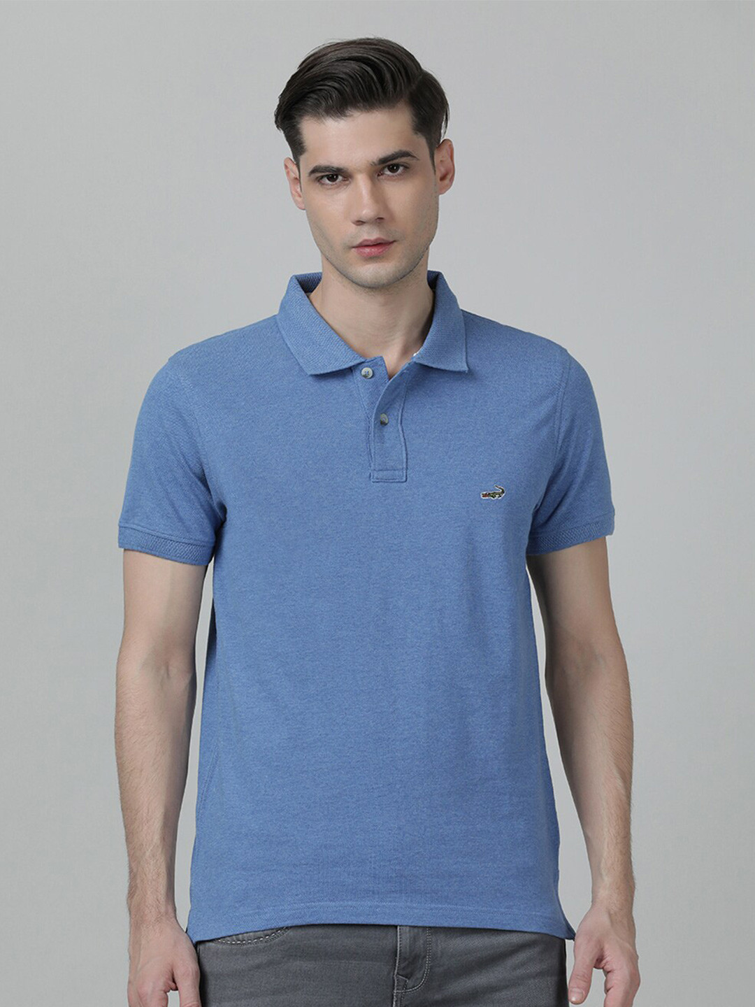 

Crocodile Men Polo Collar Slim Fit Cotton T-shirt, Blue