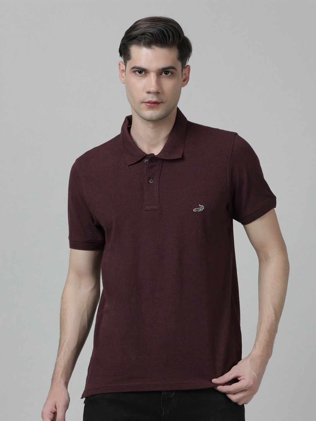 

Crocodile Men Polo Collar Slim Fit Cotton T-shirt, Maroon