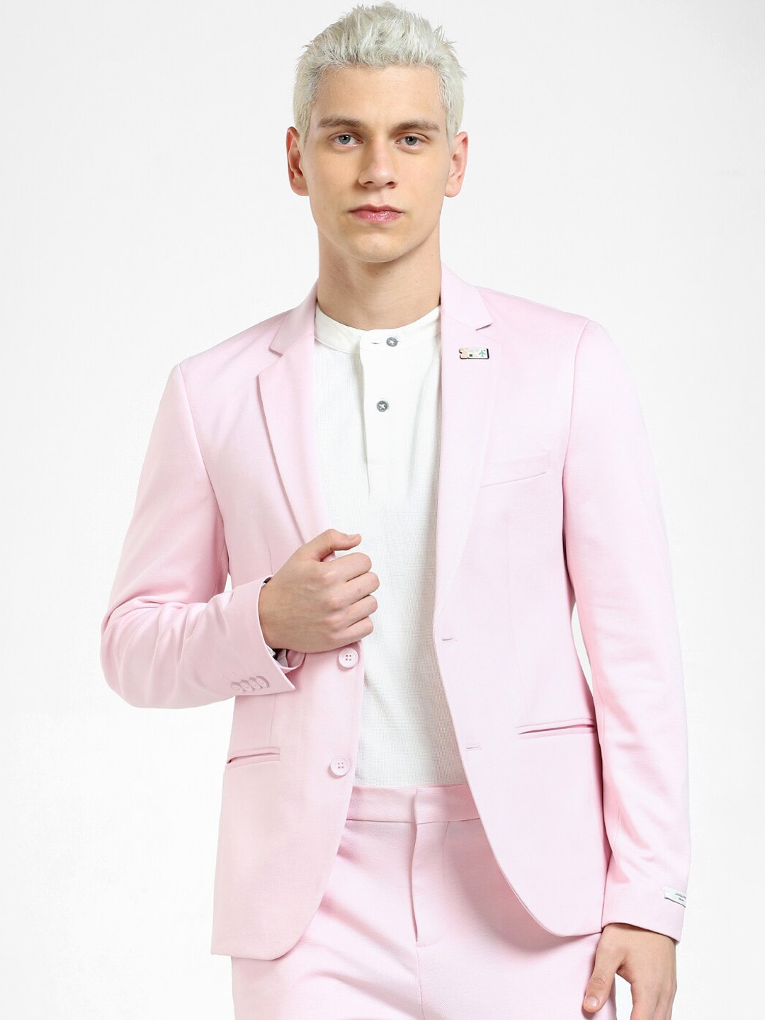 

Jack & Jones Men Slim-Fit Single-Breasted Blazer, Pink