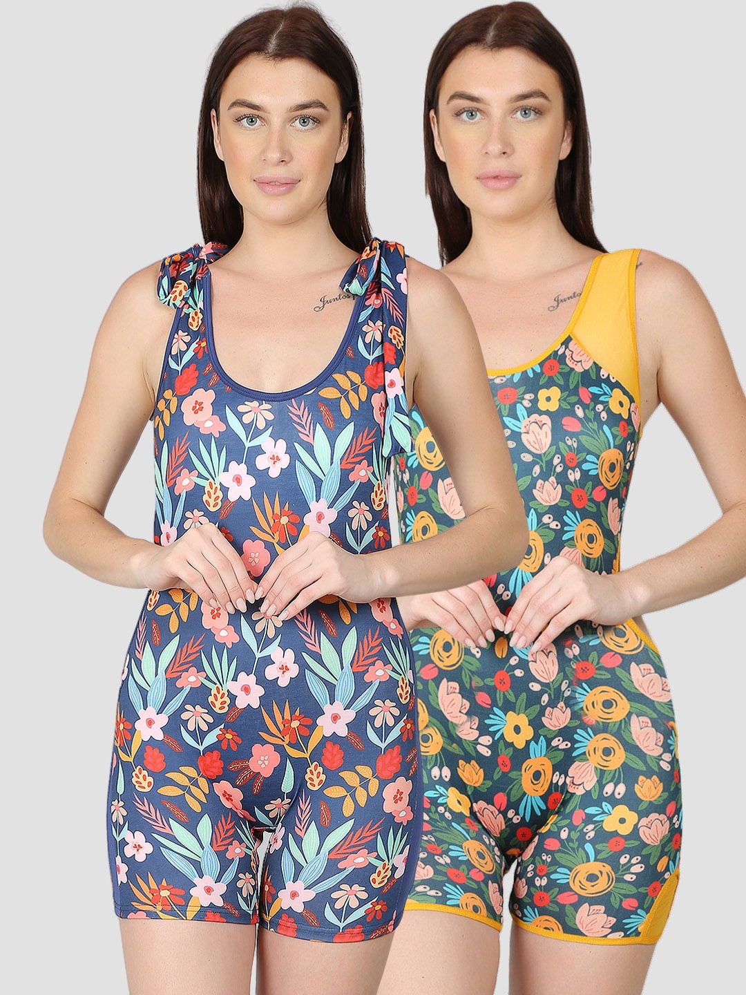 

N-Gal Pack Of 2 Printed Swim Legsuit, Navy blue