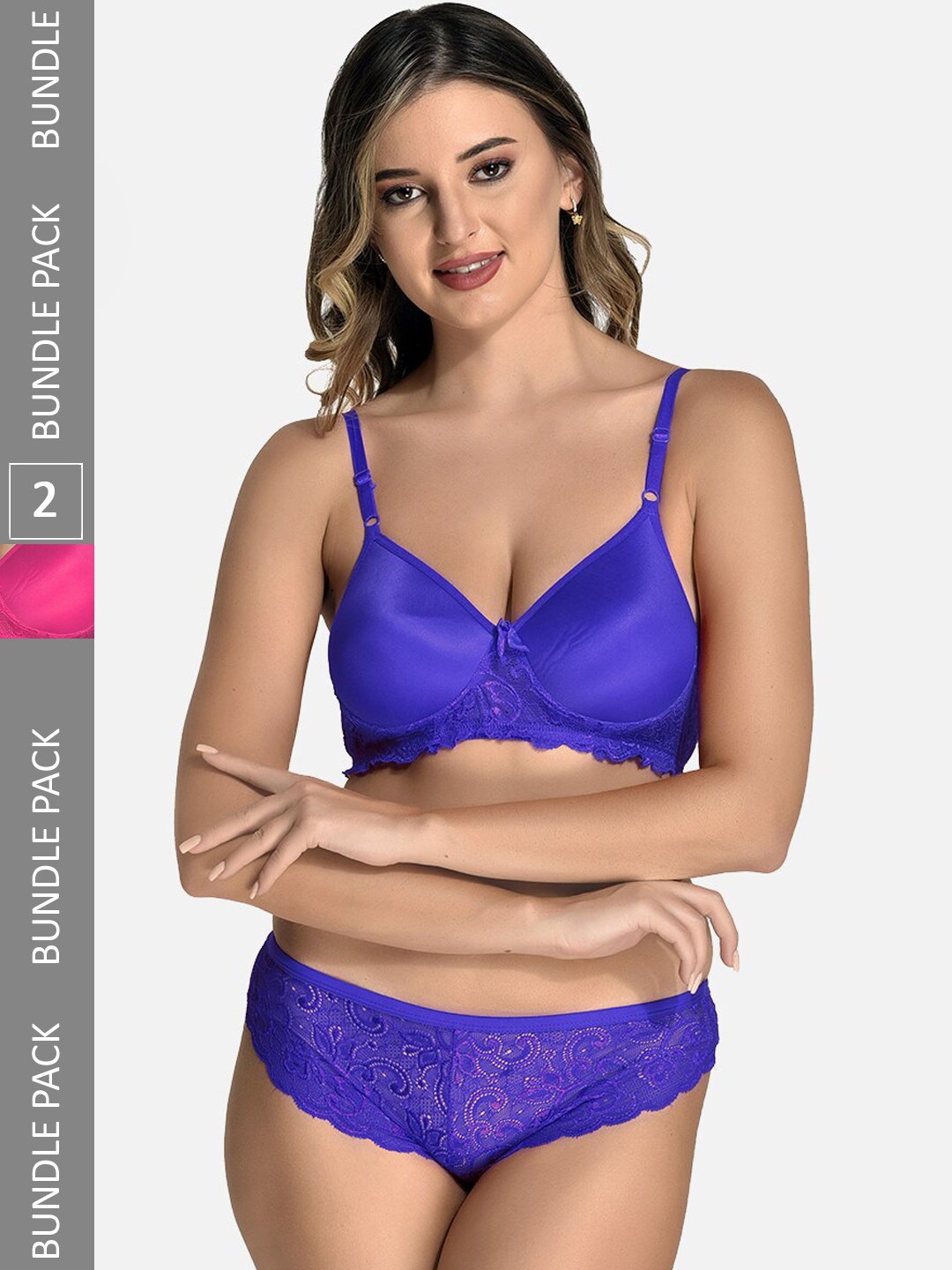 

StyFun Pack Of 2 Self-Designed Lingerie Set LS_Jas_Min_Set_BlueRani_B, Blue