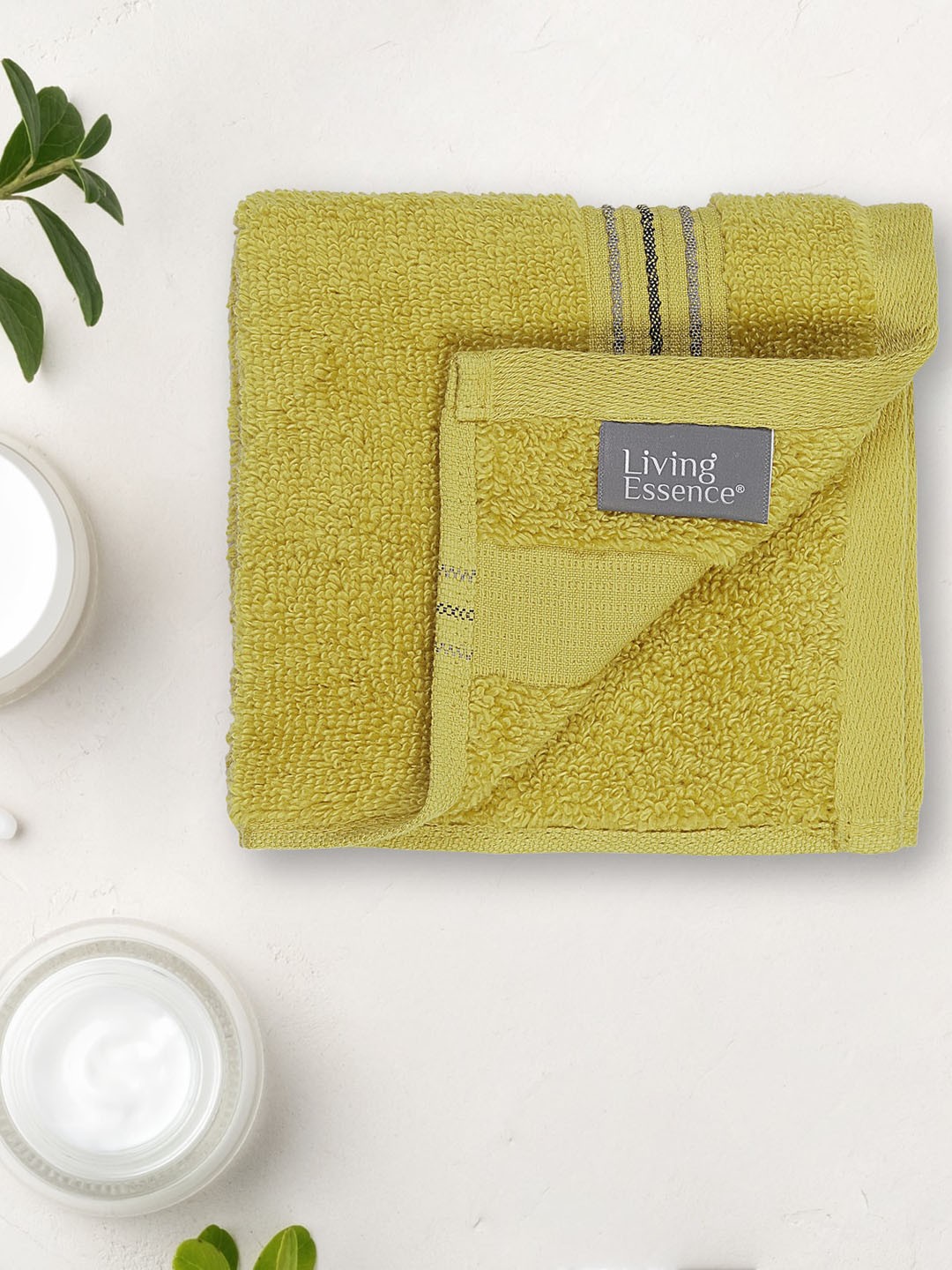 

HomeTown Nora 4 Pieces Apple Green Striped 500 GSM Cotton Face Towels