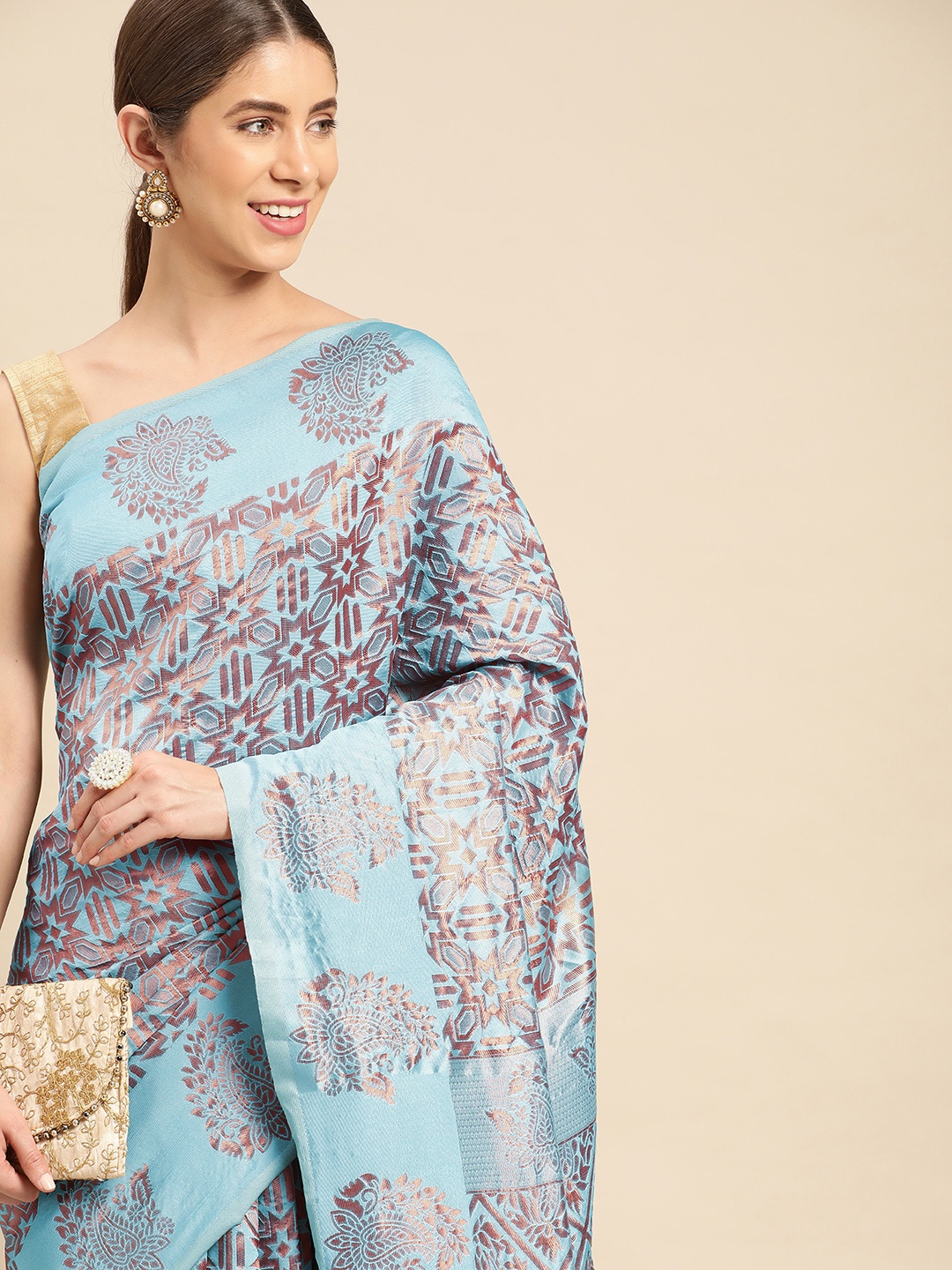 

Pothys Woven Design Ethnic Motifs Zari Jute Silk Saree, Blue