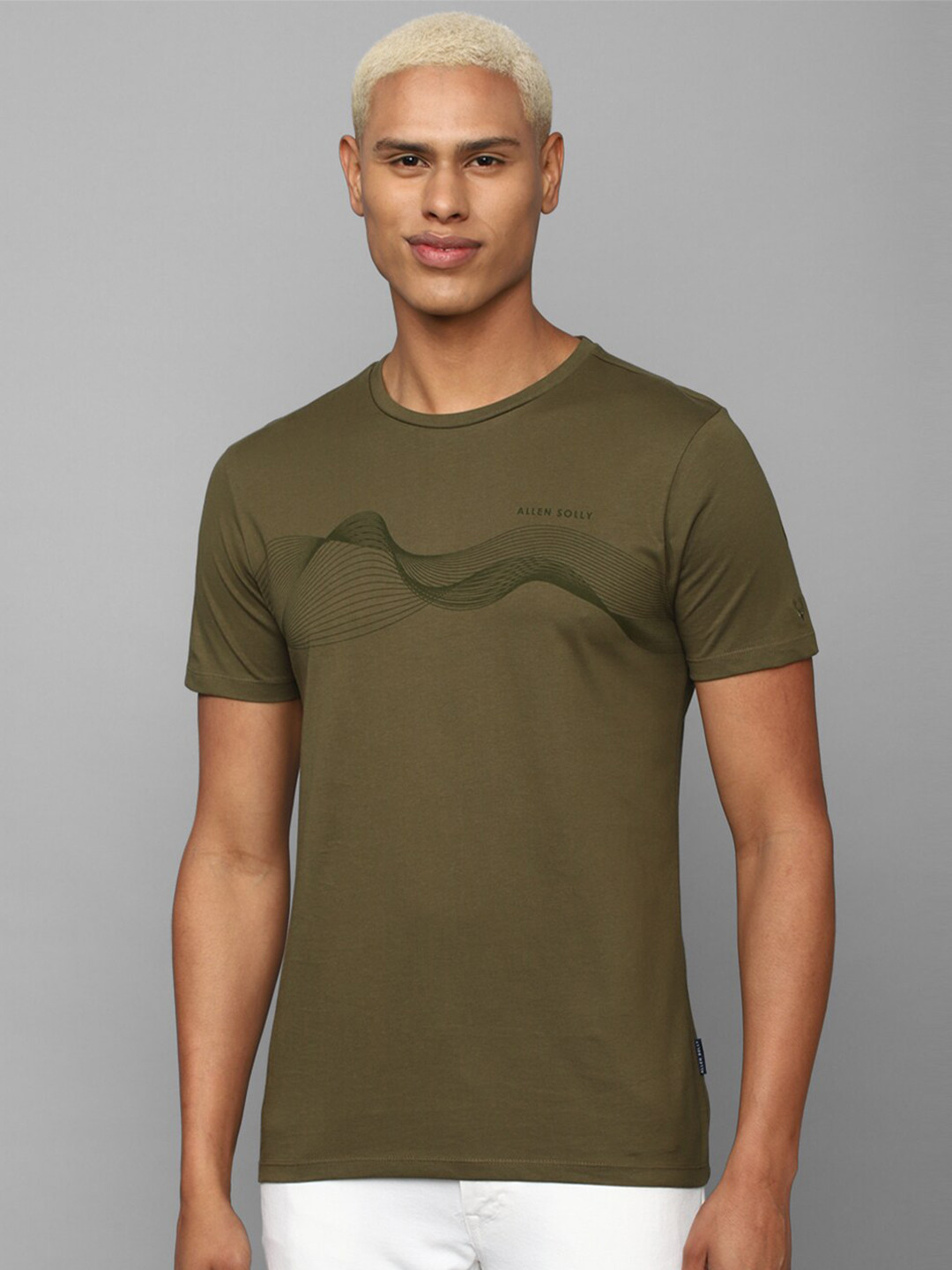 

Allen Solly Men Graphic Printed Cotton T-shirt, Olive