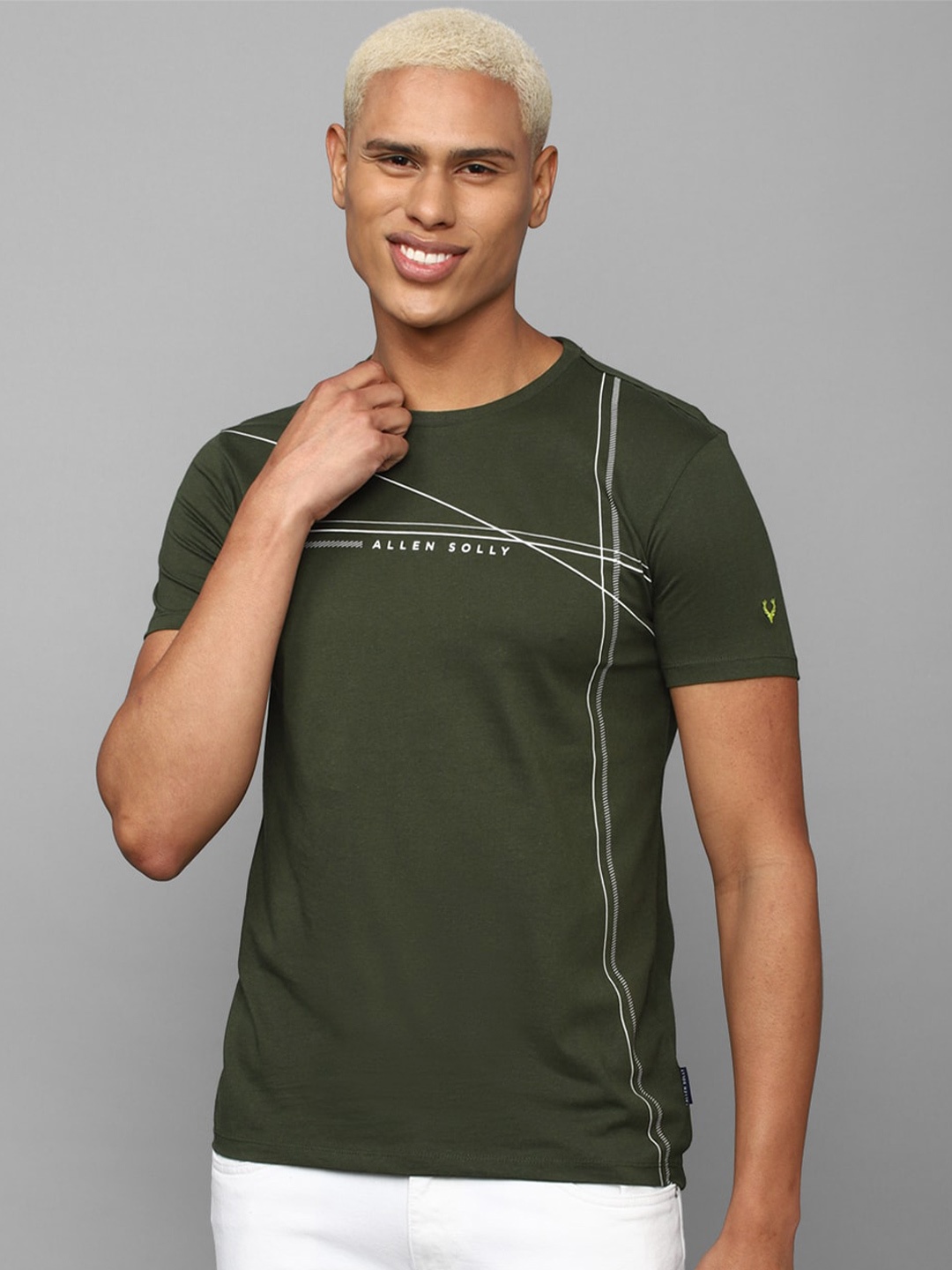 

Allen Solly Men Typography Printed Cotton T-shirt, Green