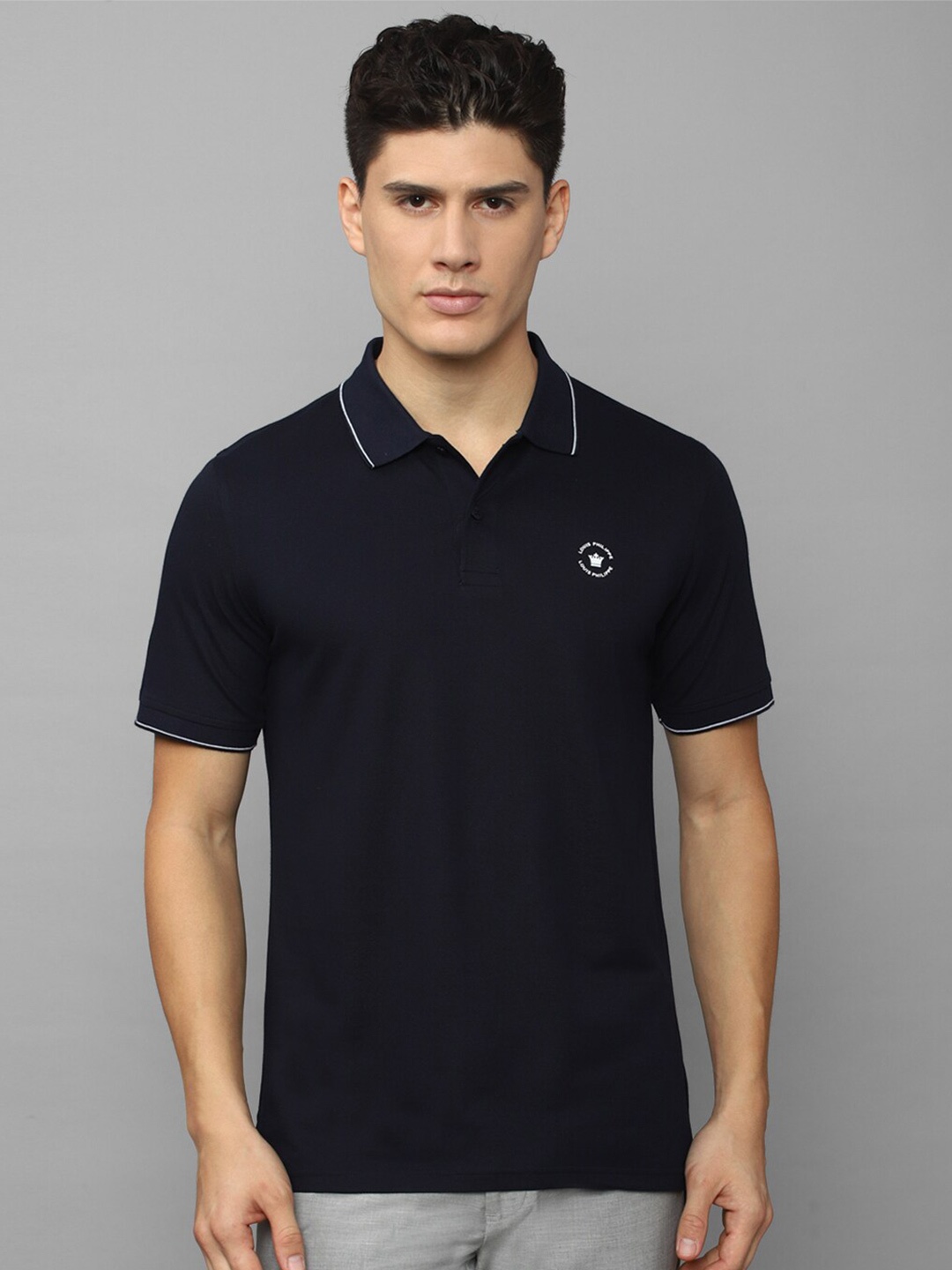 

Louis Philippe Men Polo Collar Cotton T-shirt, Navy blue