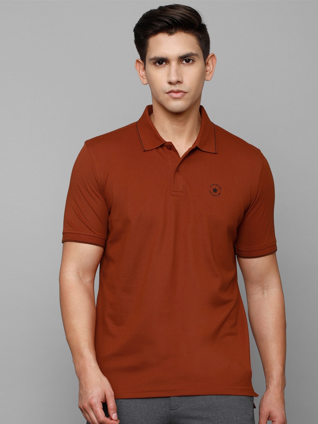 

Louis Philippe Men Polo Collar Cotton T-shirt, Maroon