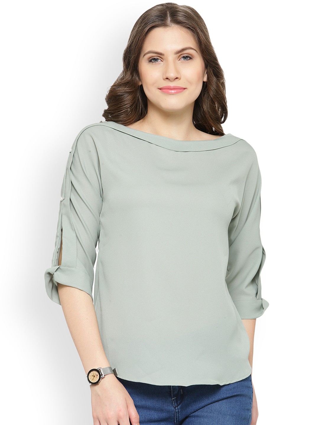 

plusS Women Grey Solid Top