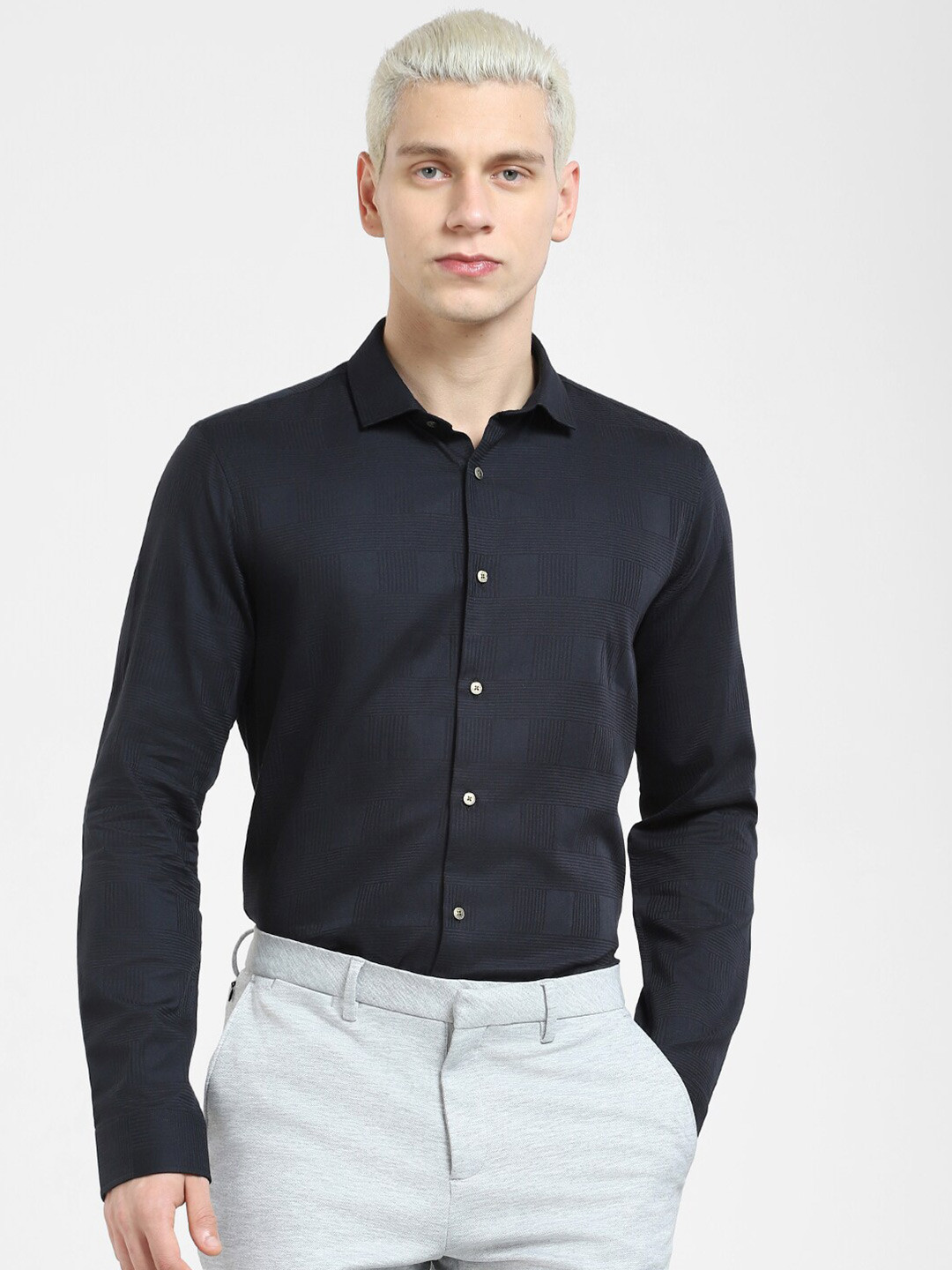 

Jack & Jones Men Multi Striped Slim Fit Formal Cotton Shirt, Black