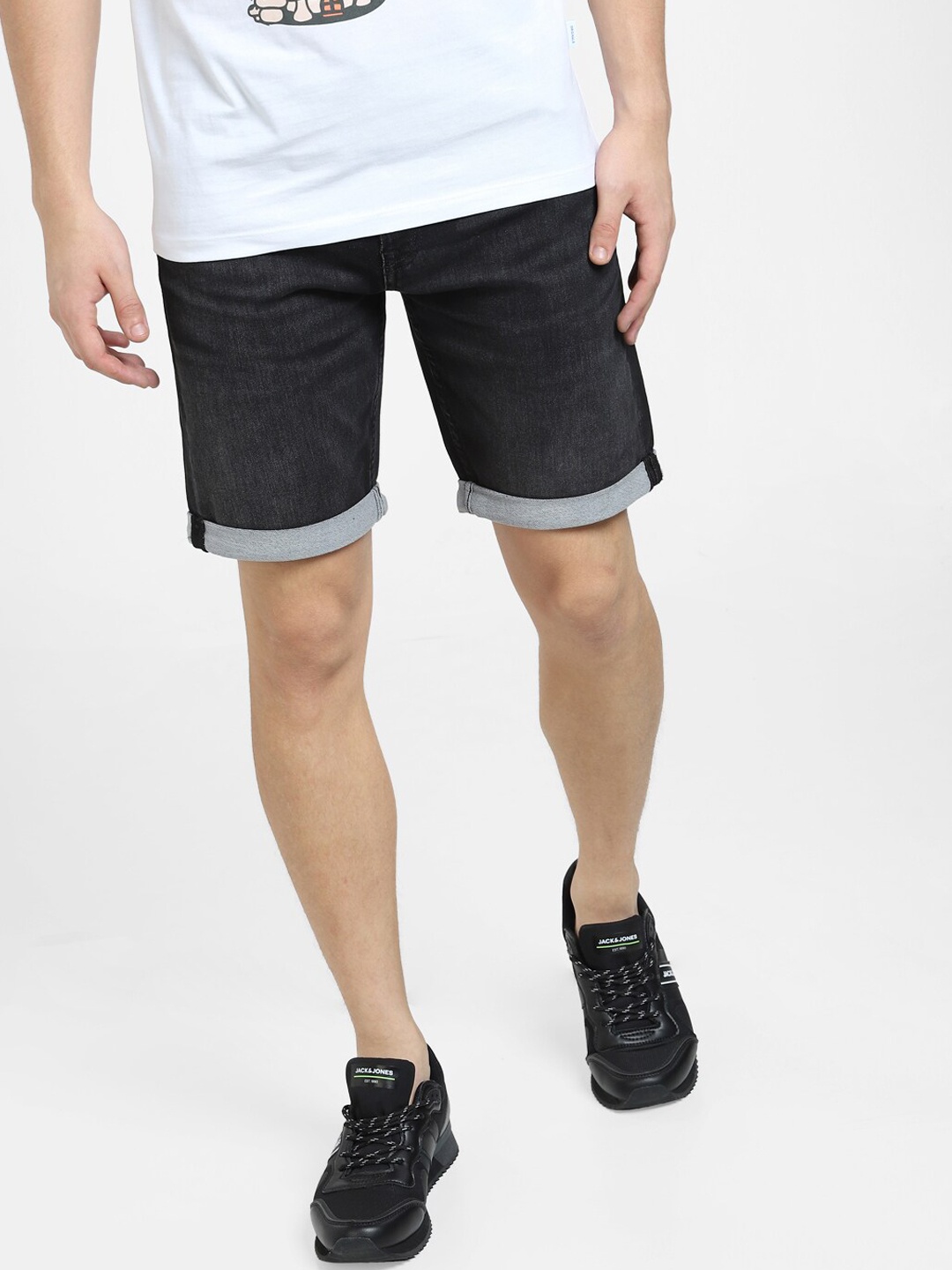 

Jack & Jones Men Mid-Rise Denim Shorts, Black