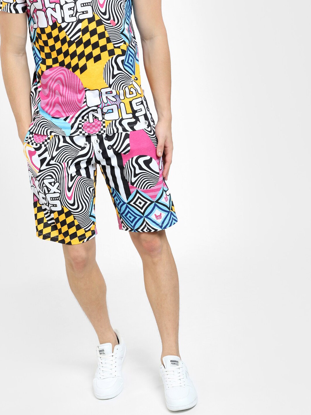 

Jack & Jones Men Printed Mid-Rise Cotton Shorts, Pink