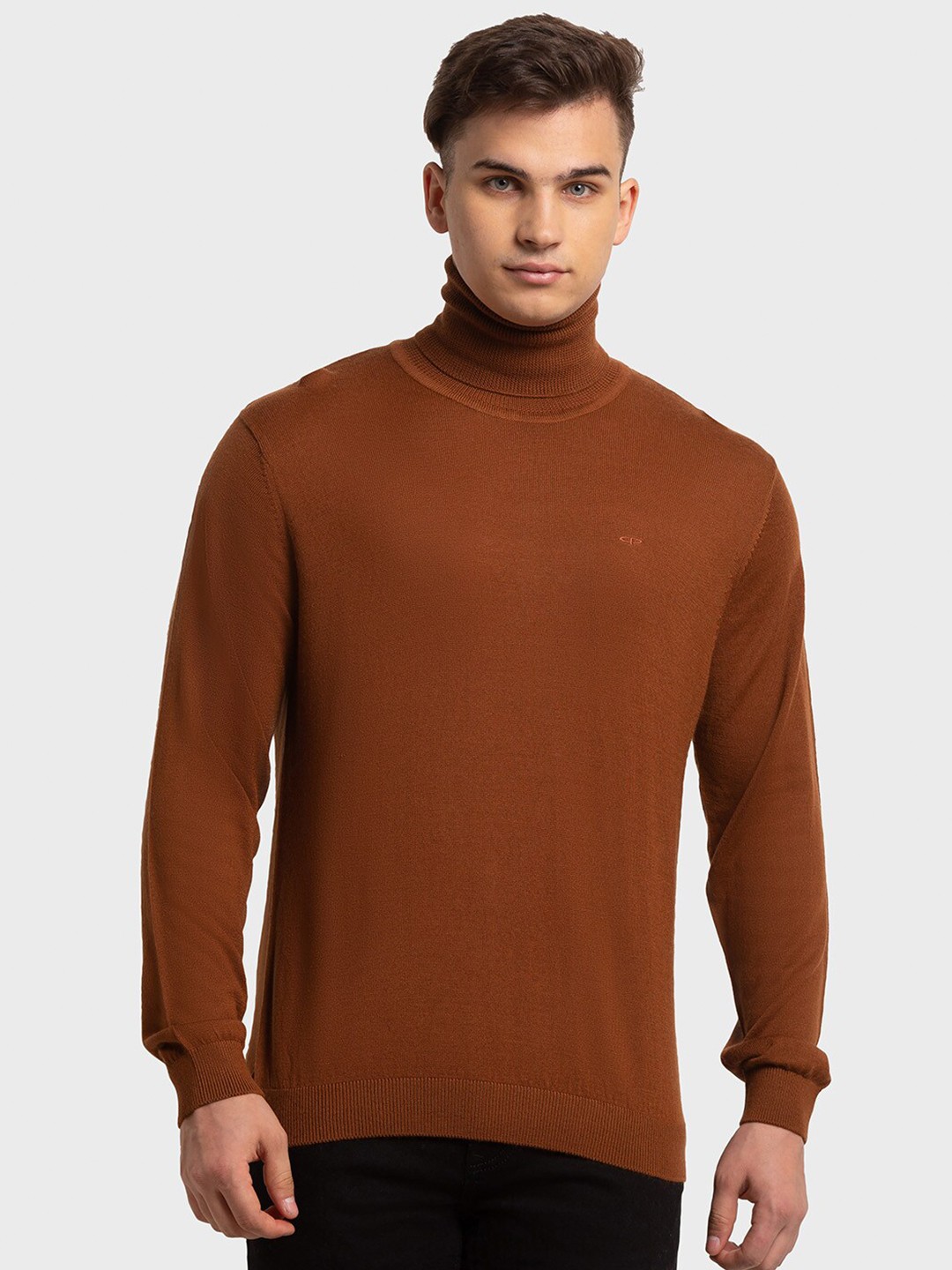 

ColorPlus Ribbed Hemline Turtle Neck Pullover Sweater, Brown