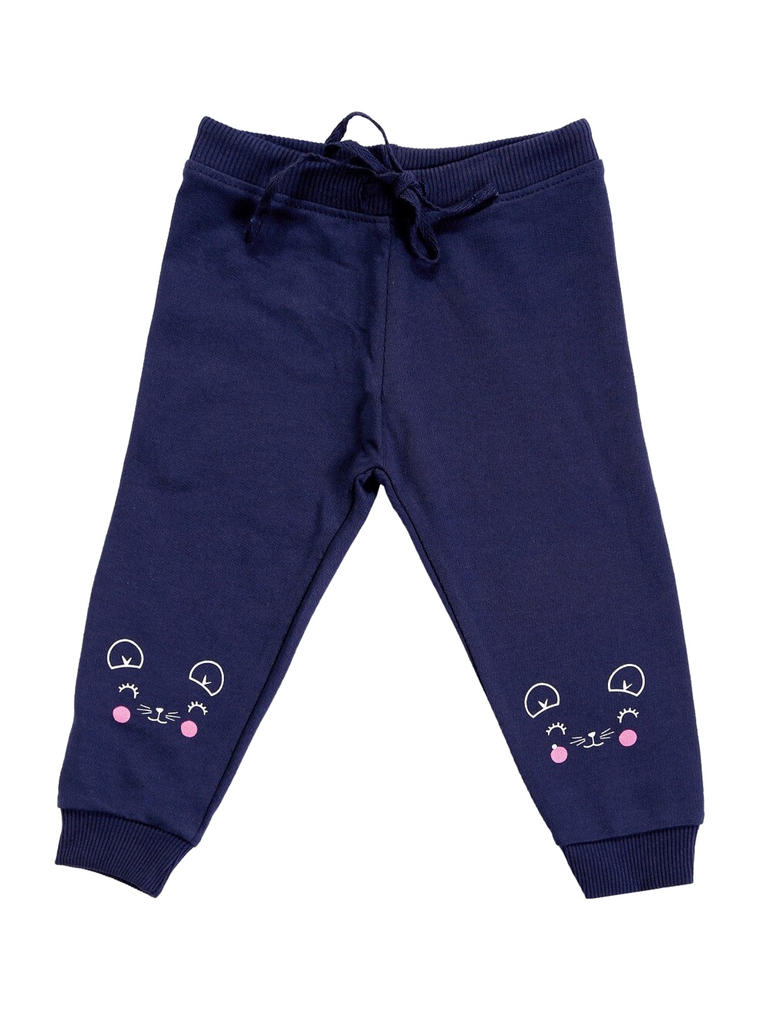 

Bodycare Kids Infants Girls Printed Cotton Joggers, Navy blue