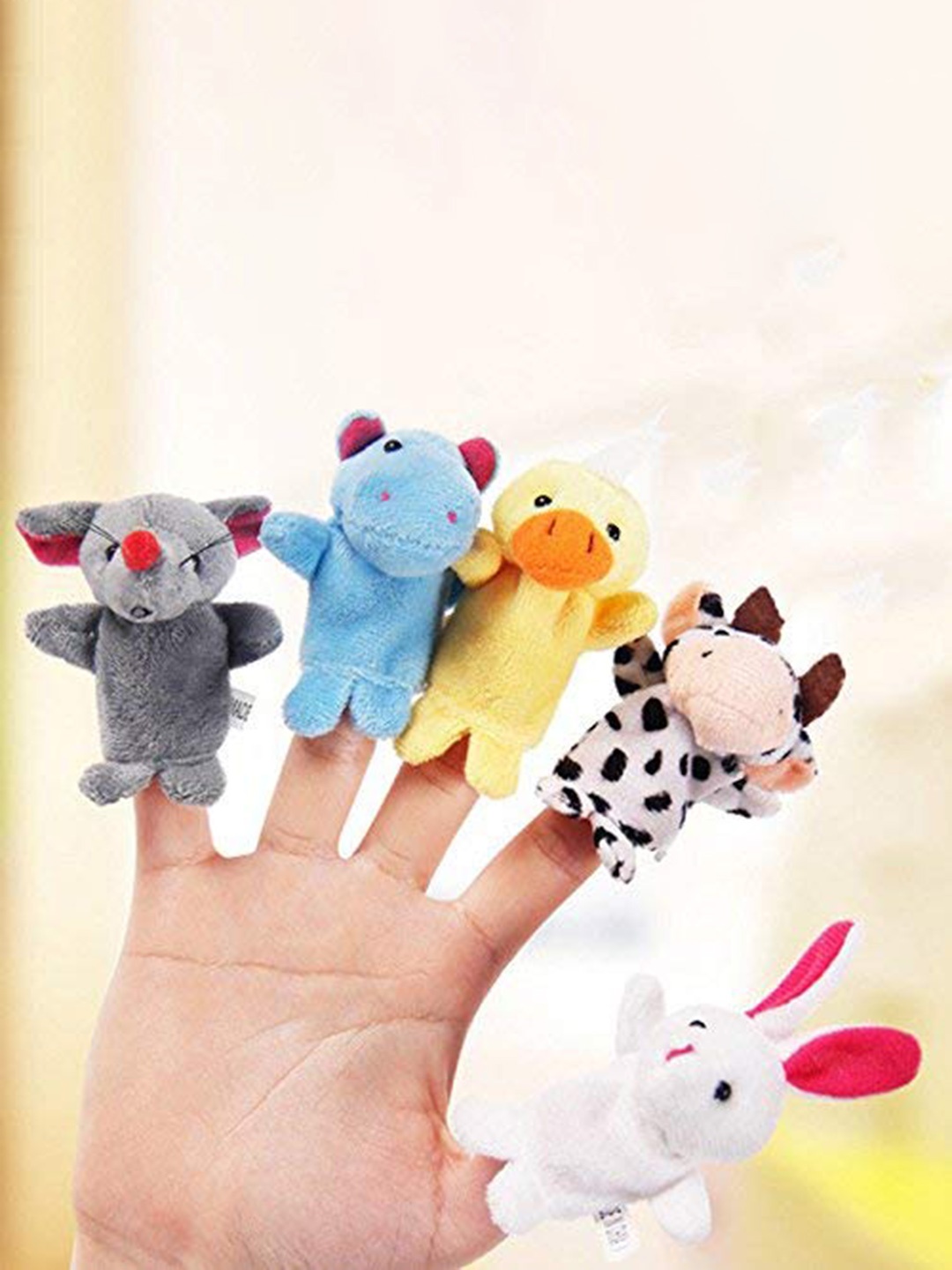 

HOUSE OF QUIRK Set Of 20 Soft Plush Animal Finger Puppets, Grey