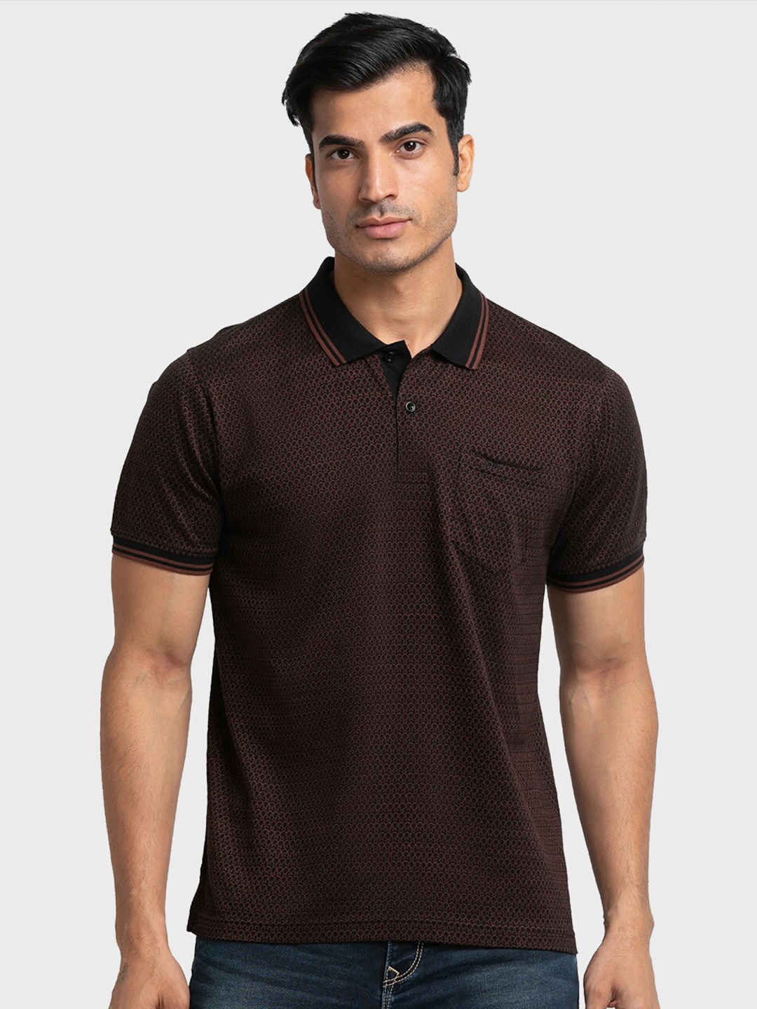 

ColorPlus Men Polo Collar Cotton T-shirt, Black