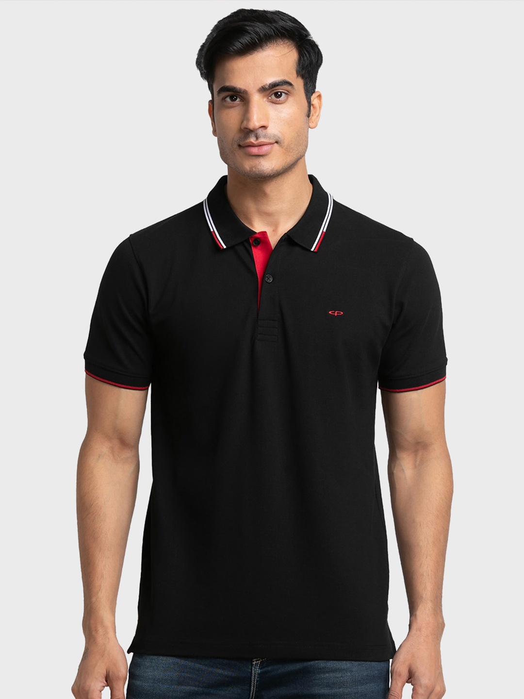 

ColorPlus Men Polo Collar Cotton T-shirt, Black